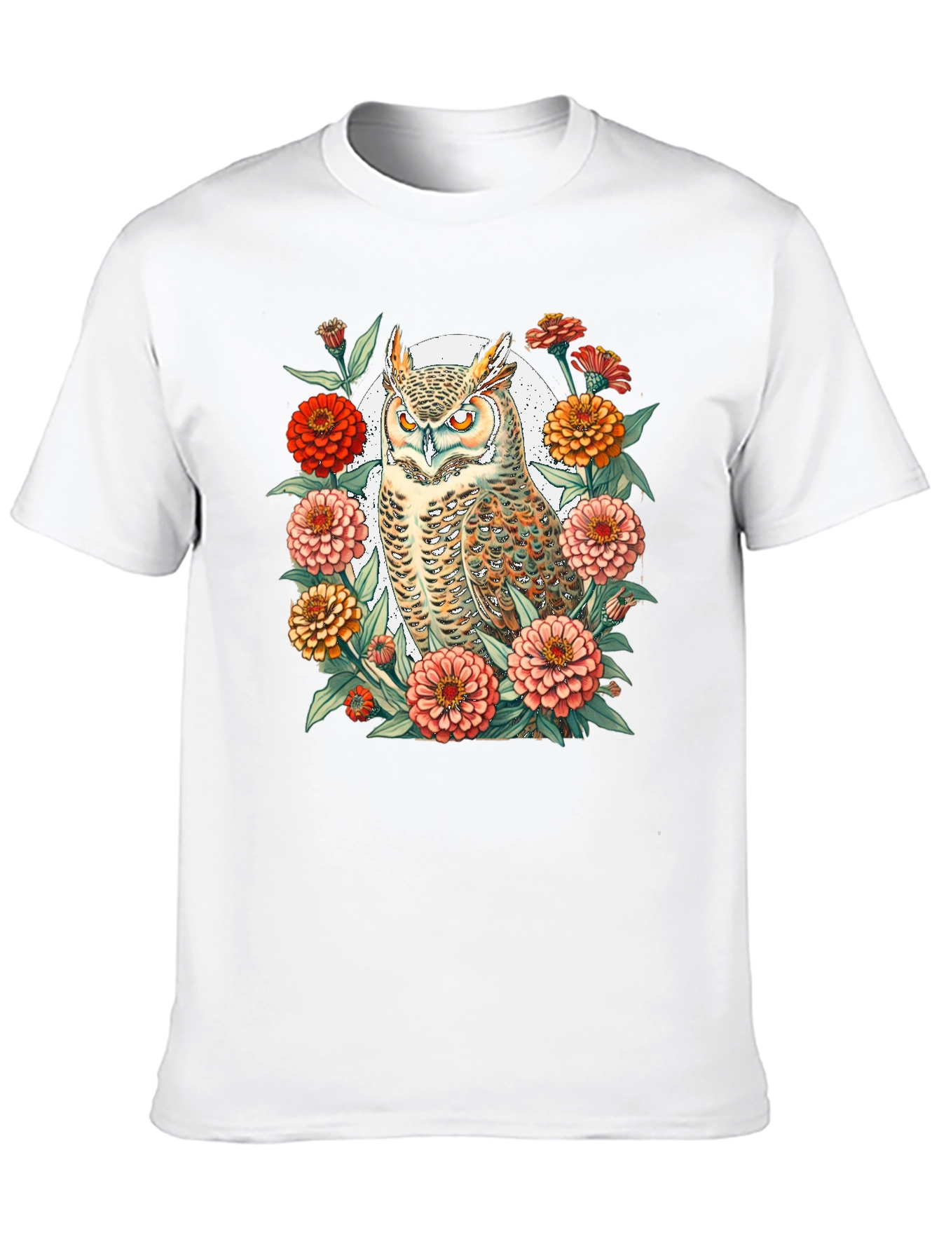 Black Owl and Flower Graphic Black T-Shirt view 10