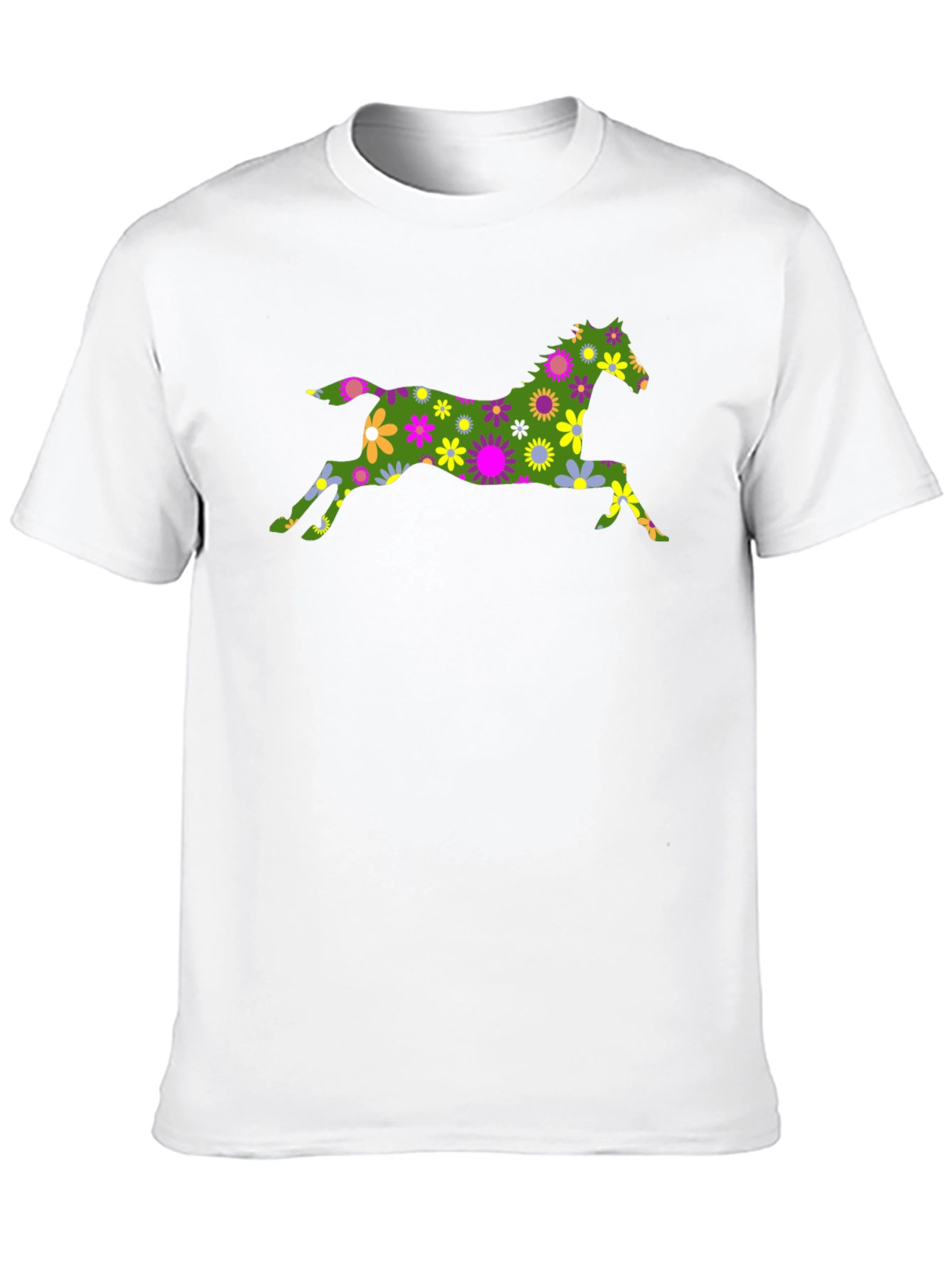 Black Floral Horse Graphic Tee - Black Cotton T-Shirt view 10