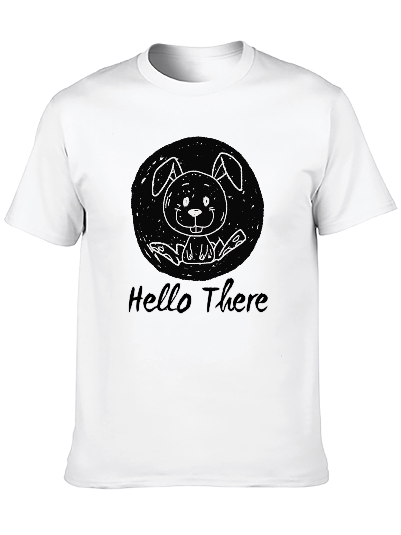 Black Hello There Bunny Graphic T-Shirt - Unisex Cotton Tee view 10