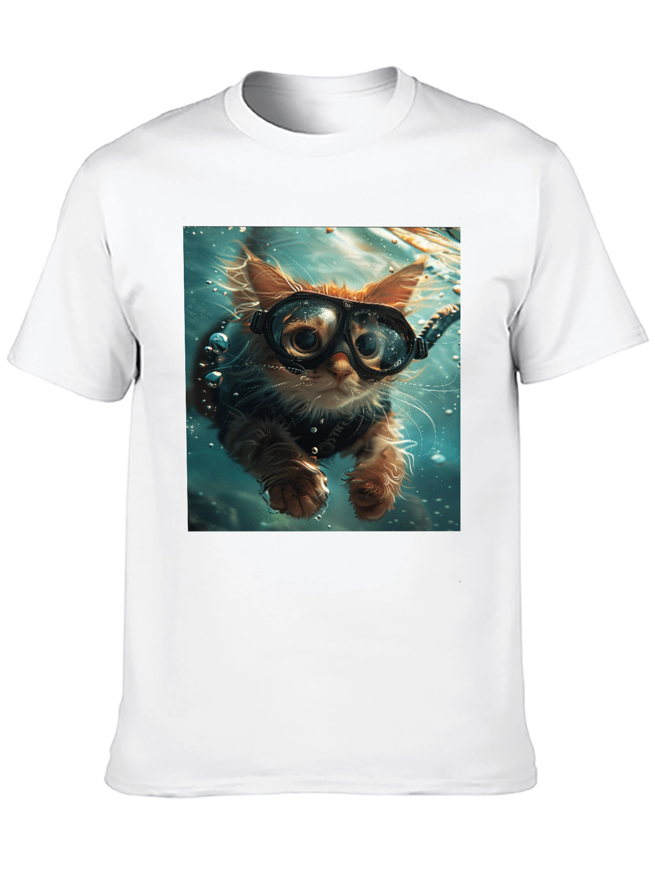 Black Diving Cat T-Shirt - Novelty Graphic Tee view 10