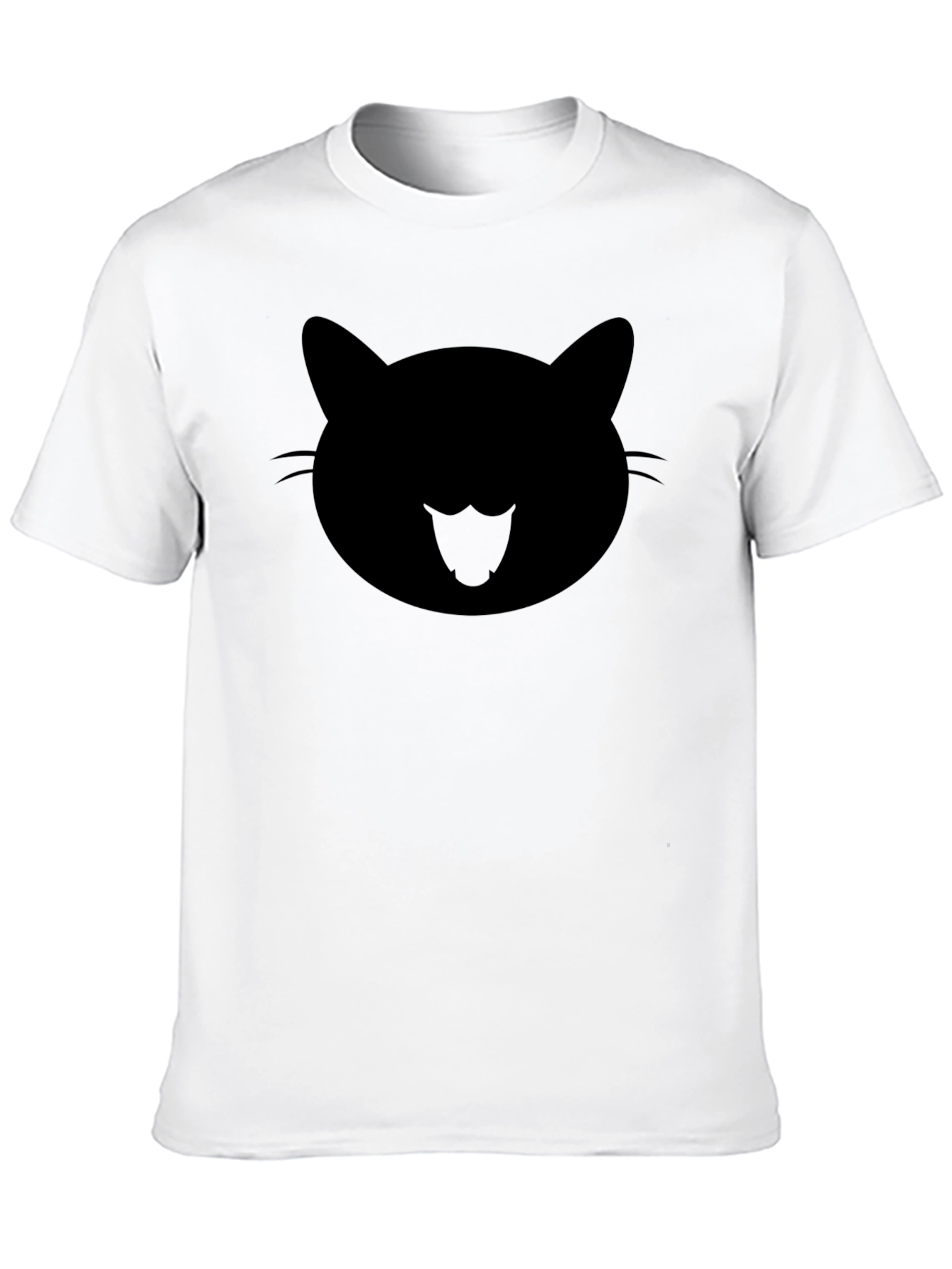Black Cool Cat Face Graphic Black T-Shirt view 10