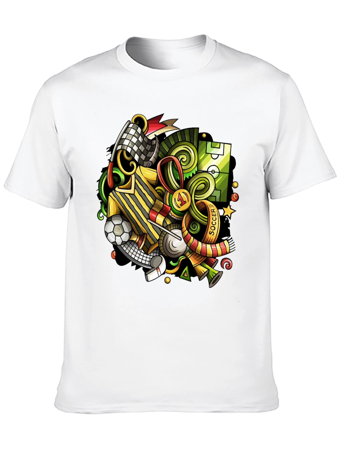 Black Soccer Cartoon Graphic T-Shirt view 10