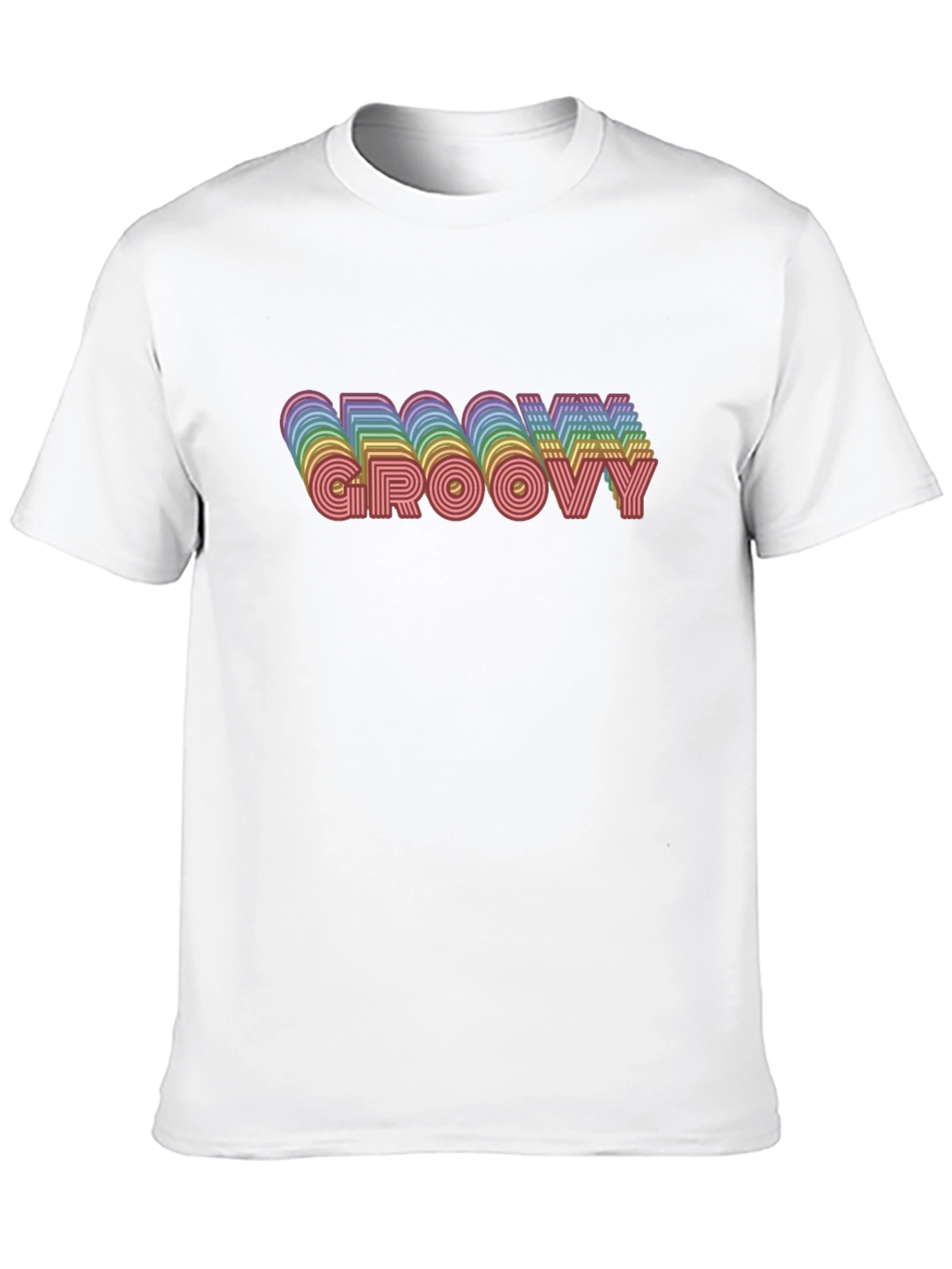 Black Groovy Retro Rainbow Graphic Tee - Black Cotton T-Shirt view 10
