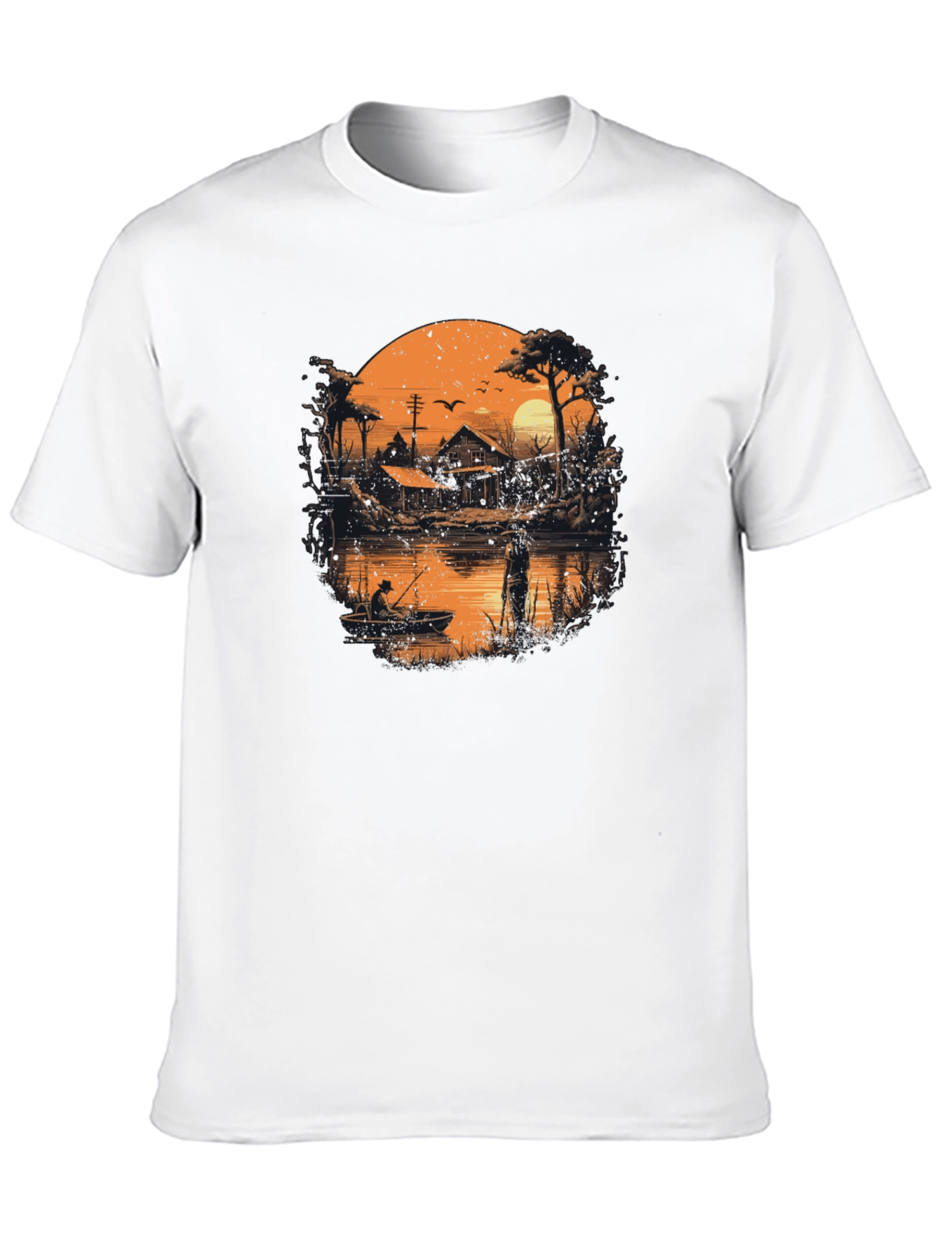 Black Fishing at Sunset Graphic T-Shirt view 10