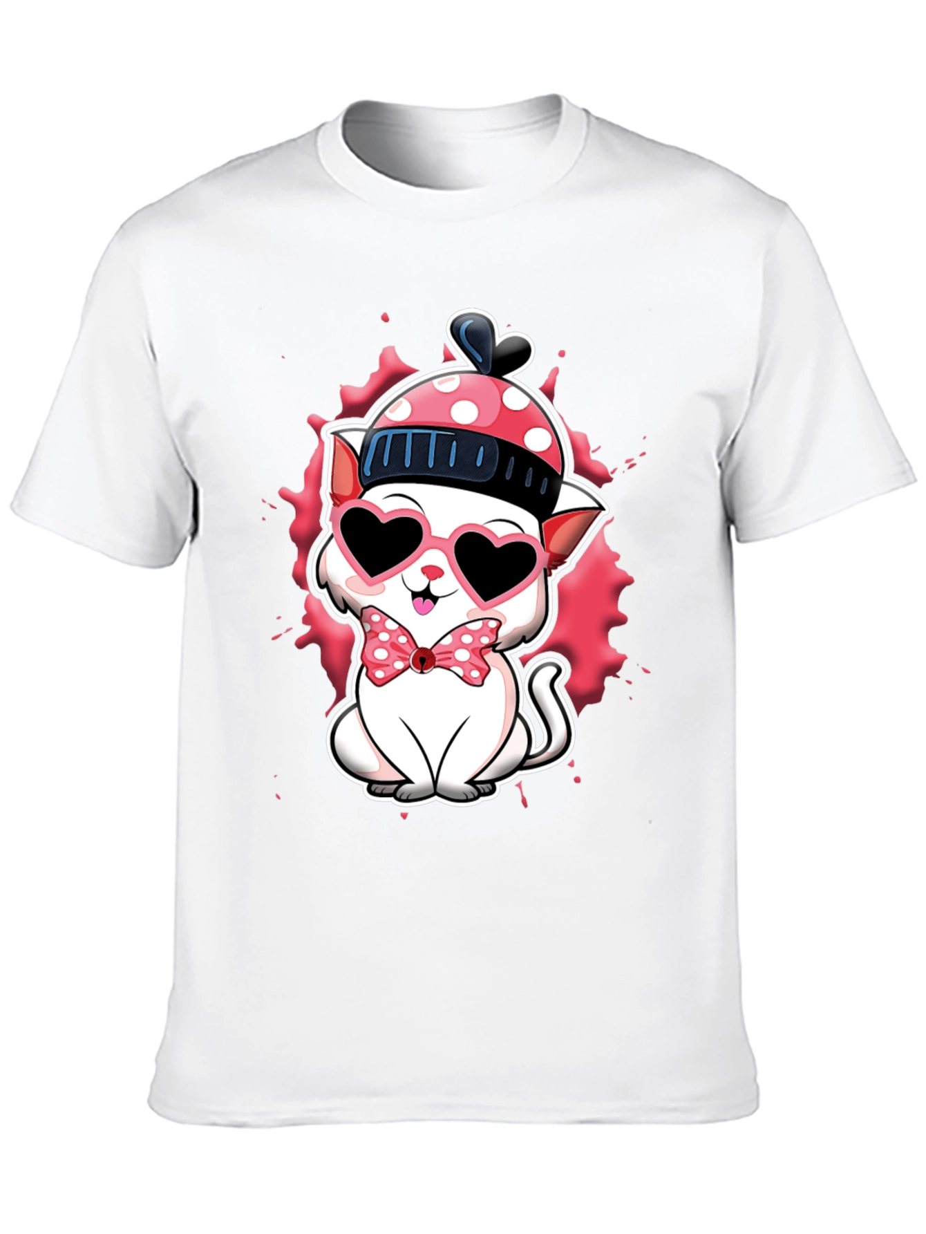 Black Cute Valentine Cat T-Shirt view 10