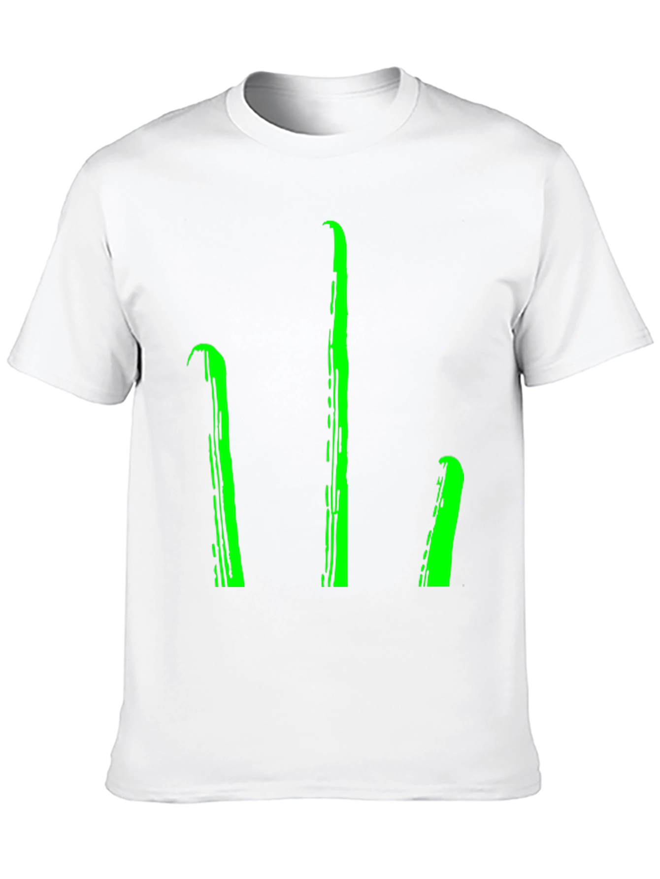 Black Men's Black T-Shirt with Green Stylized Trident Design view 10