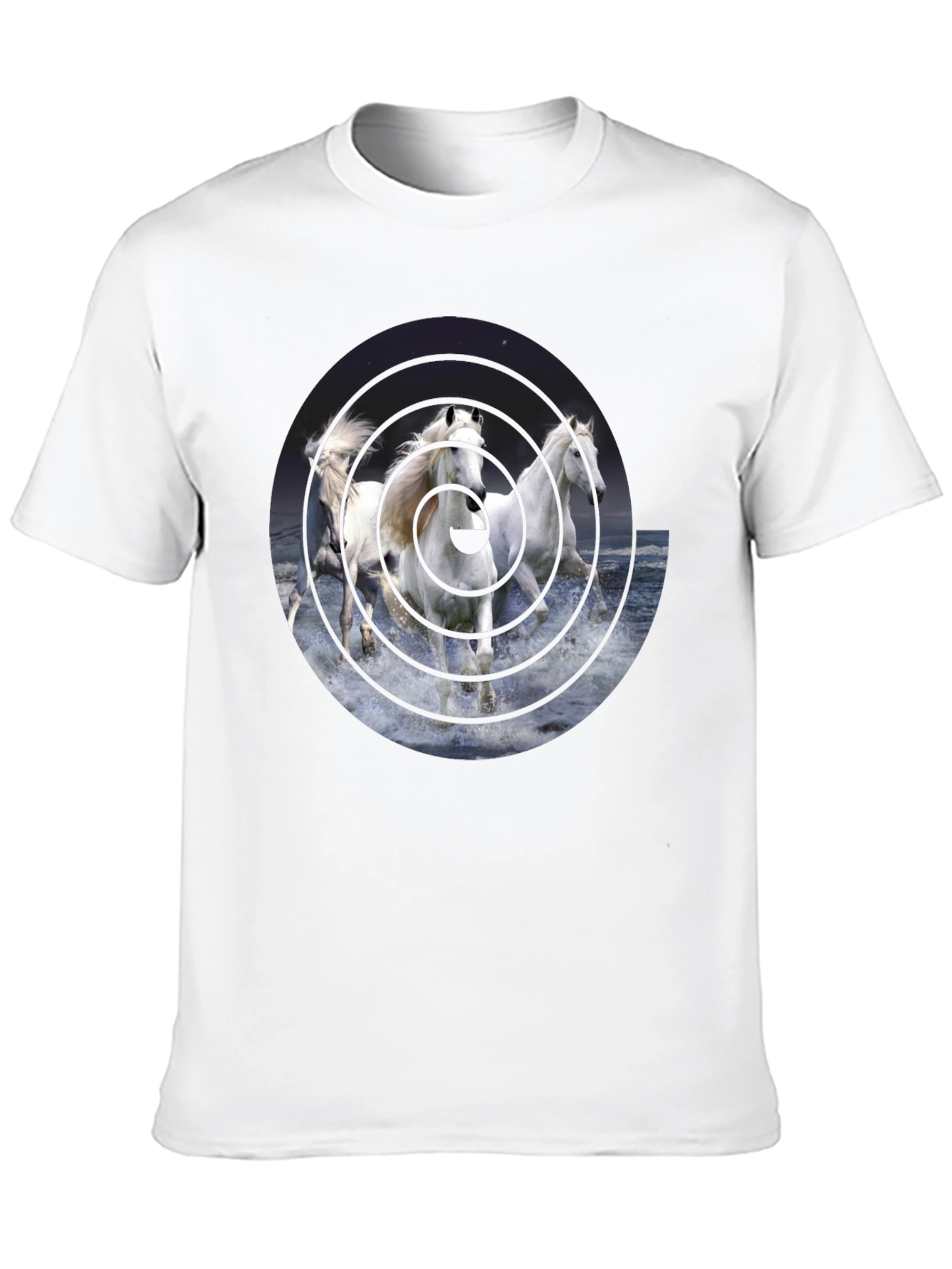 Black Equine Vortex Black T-Shirt - Unique Horse Design view 10