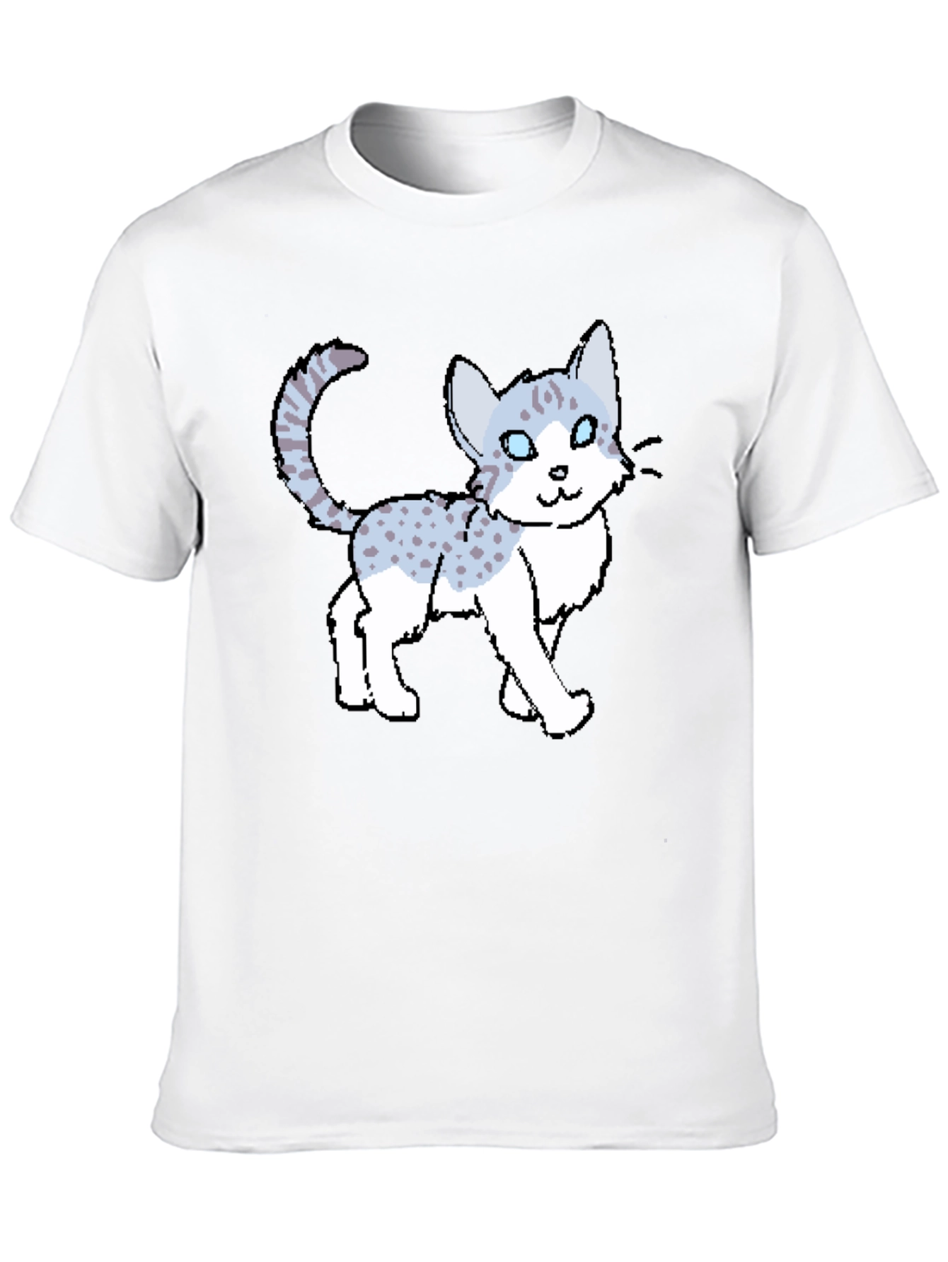 Black Cartoon Cat Print Black T-Shirt view 10