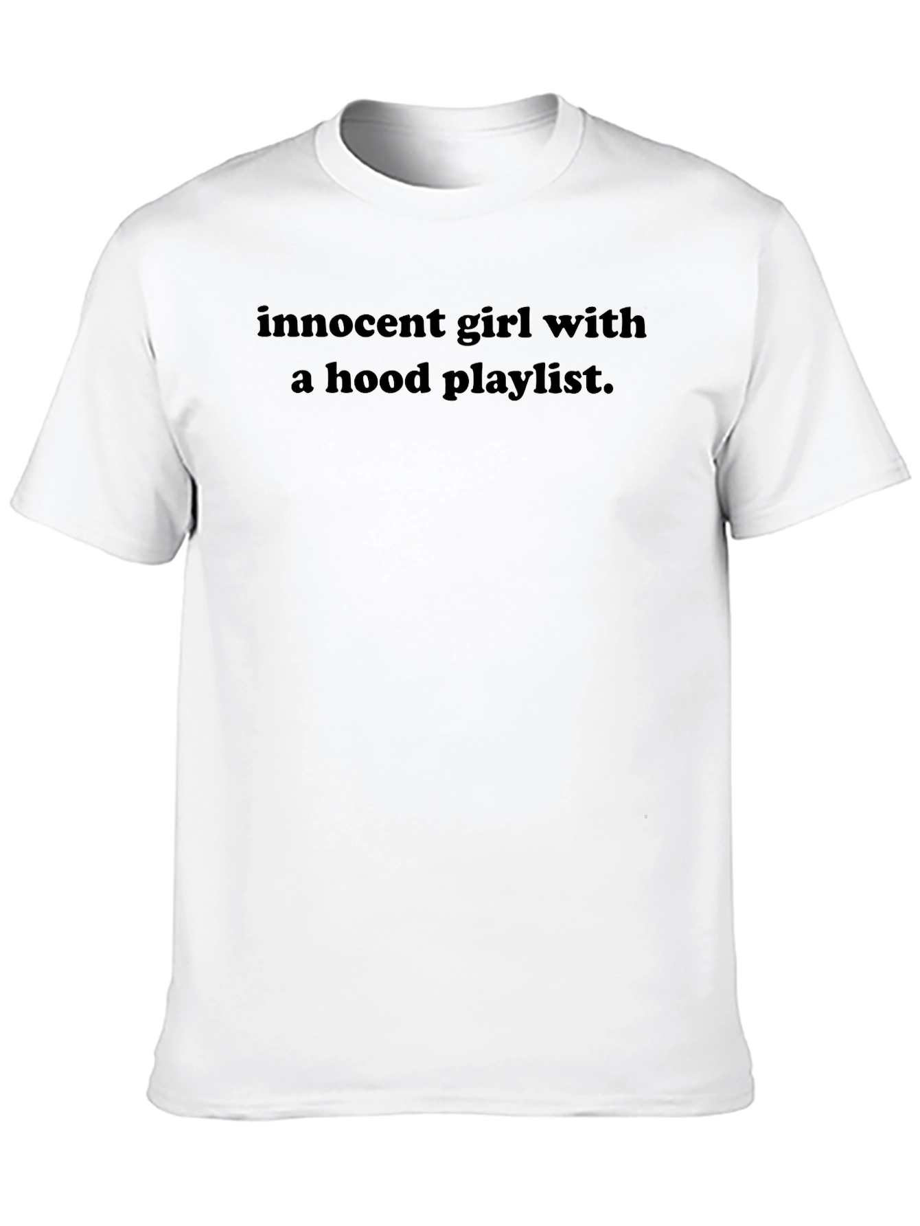 Black Innocent Girl with a Hood Playlist T-Shirt view 10