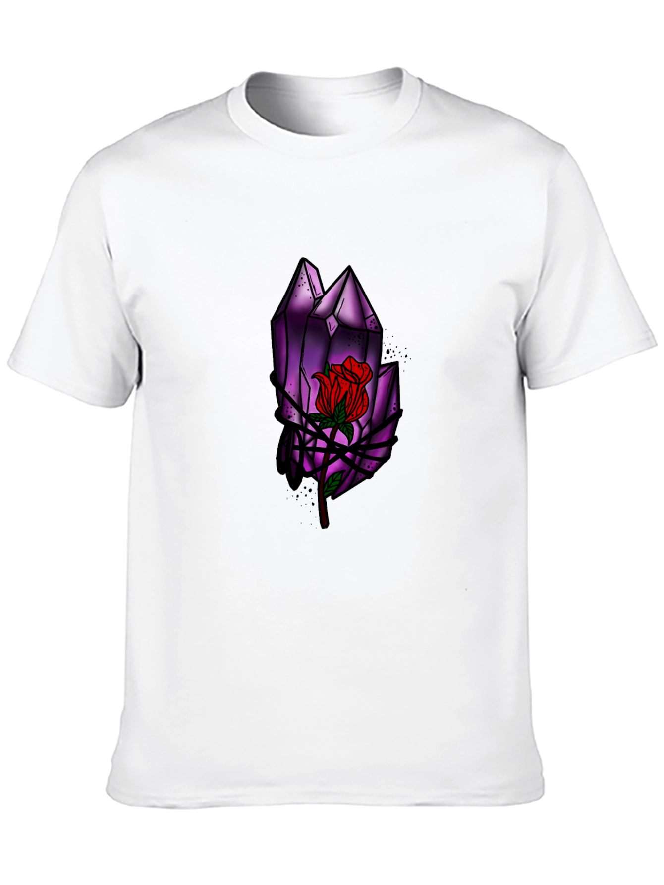 Black Crystal Rose Graphic Tee - Stylish Black T-Shirt view 10