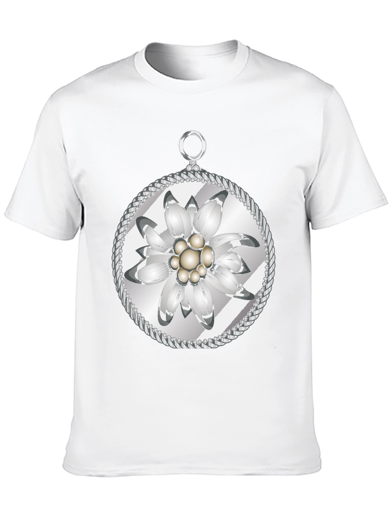 Edelweiss Flower T-Shirt - Black Cotton Tee - 10