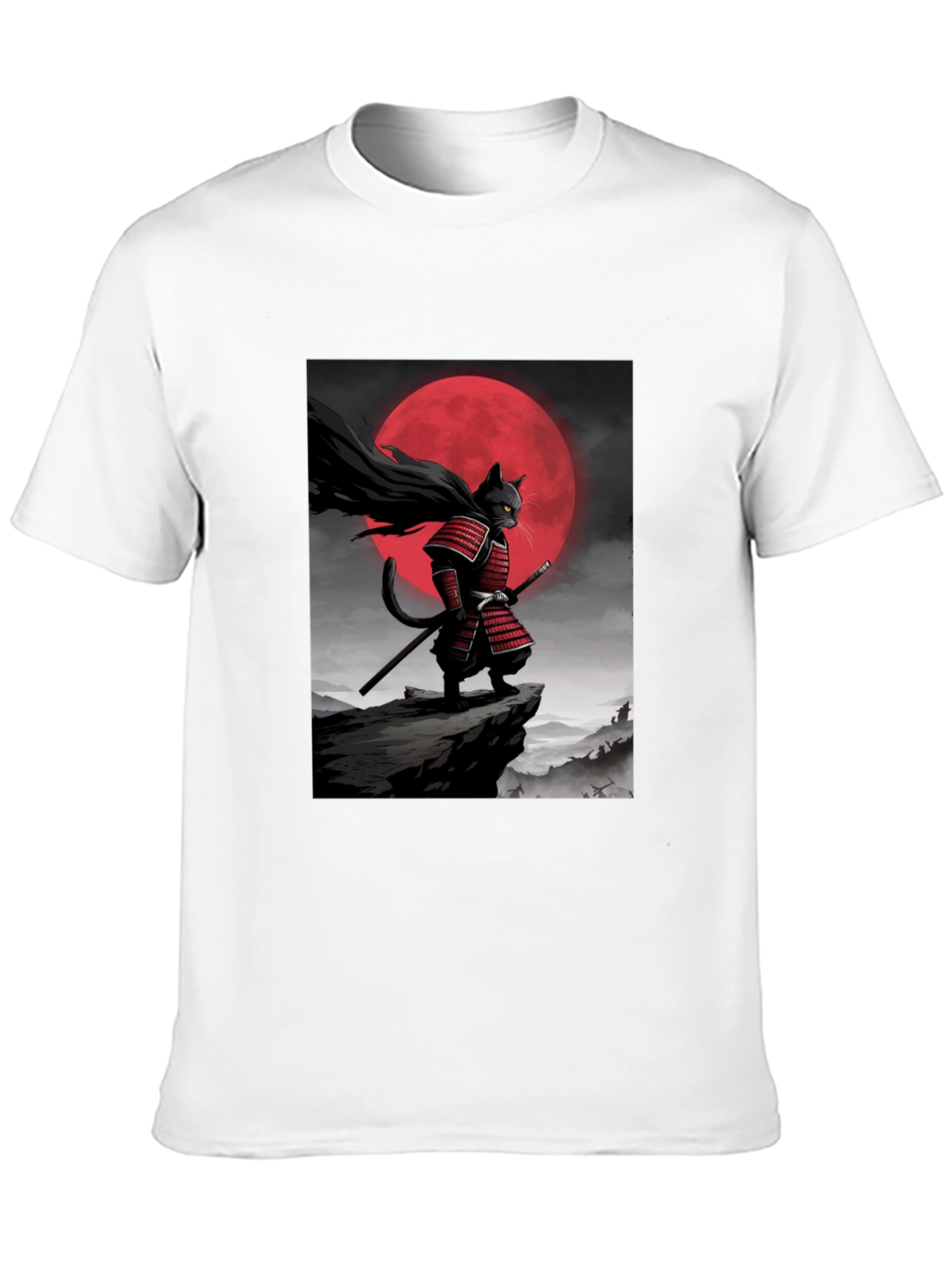 Black Samurai Cat Graphic T-Shirt view 10