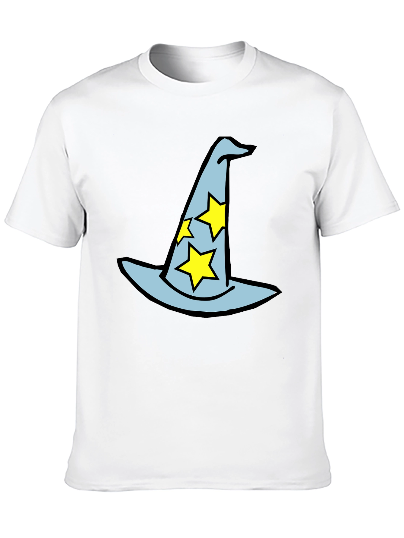 Black Wizard Hat Graphic Tee - Magical Star Design Black T-Shirt view 10