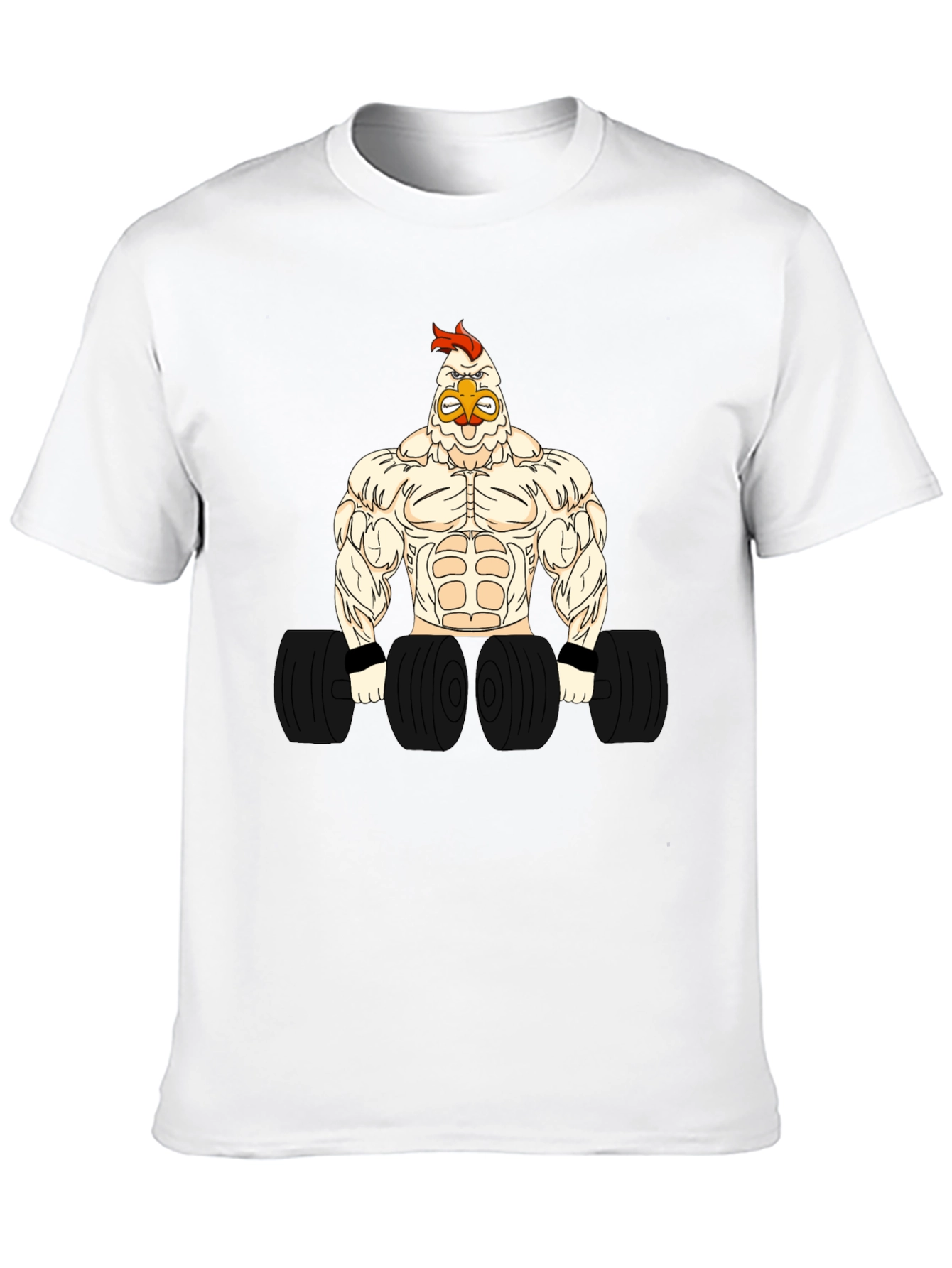 Black Funny Gym Chicken Graphic T-Shirt - Bodybuilder Rooster view 10