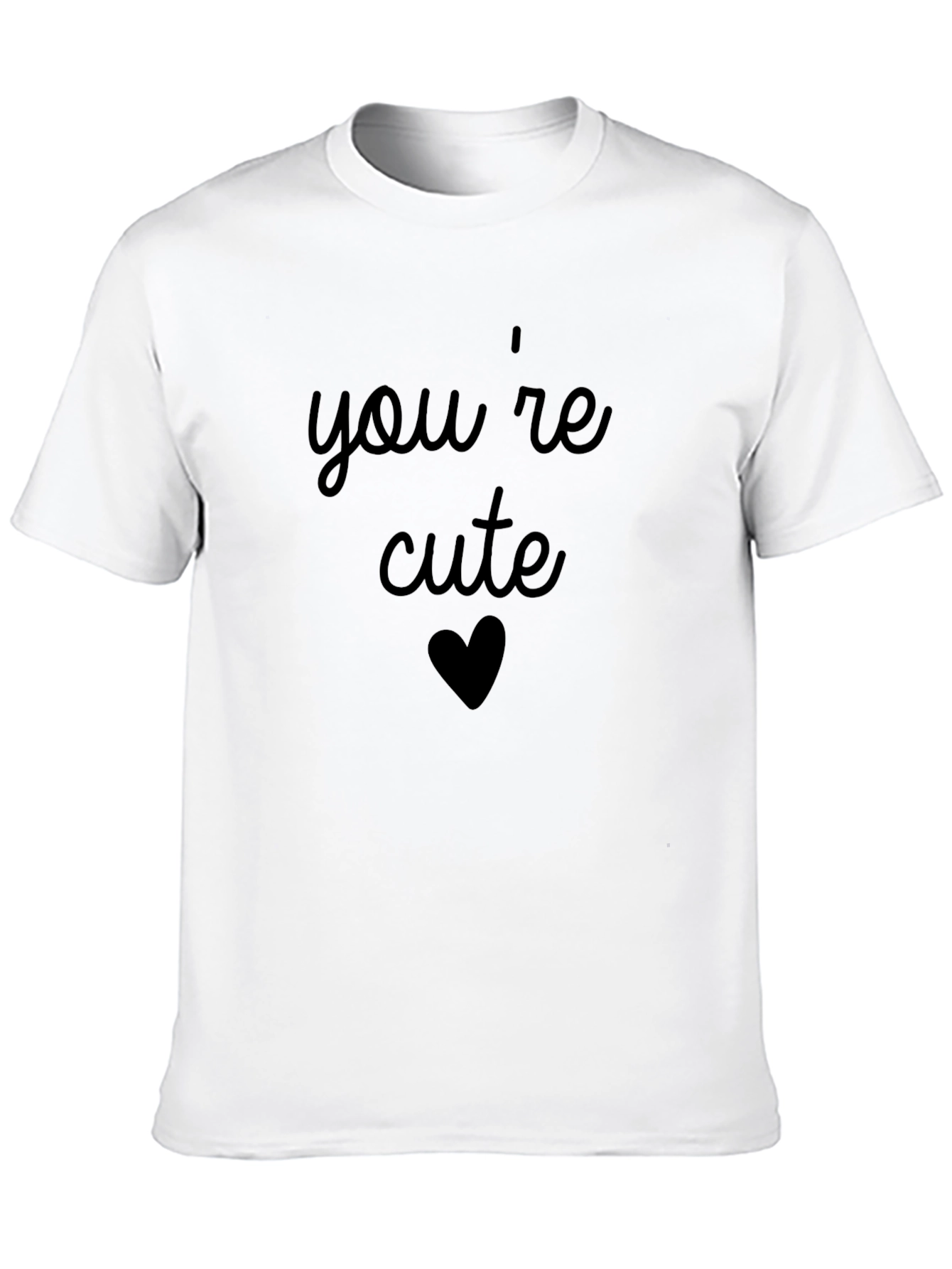 Black You're Cute Heart Graphic Tee - Black Cotton Blend Shirt view 10