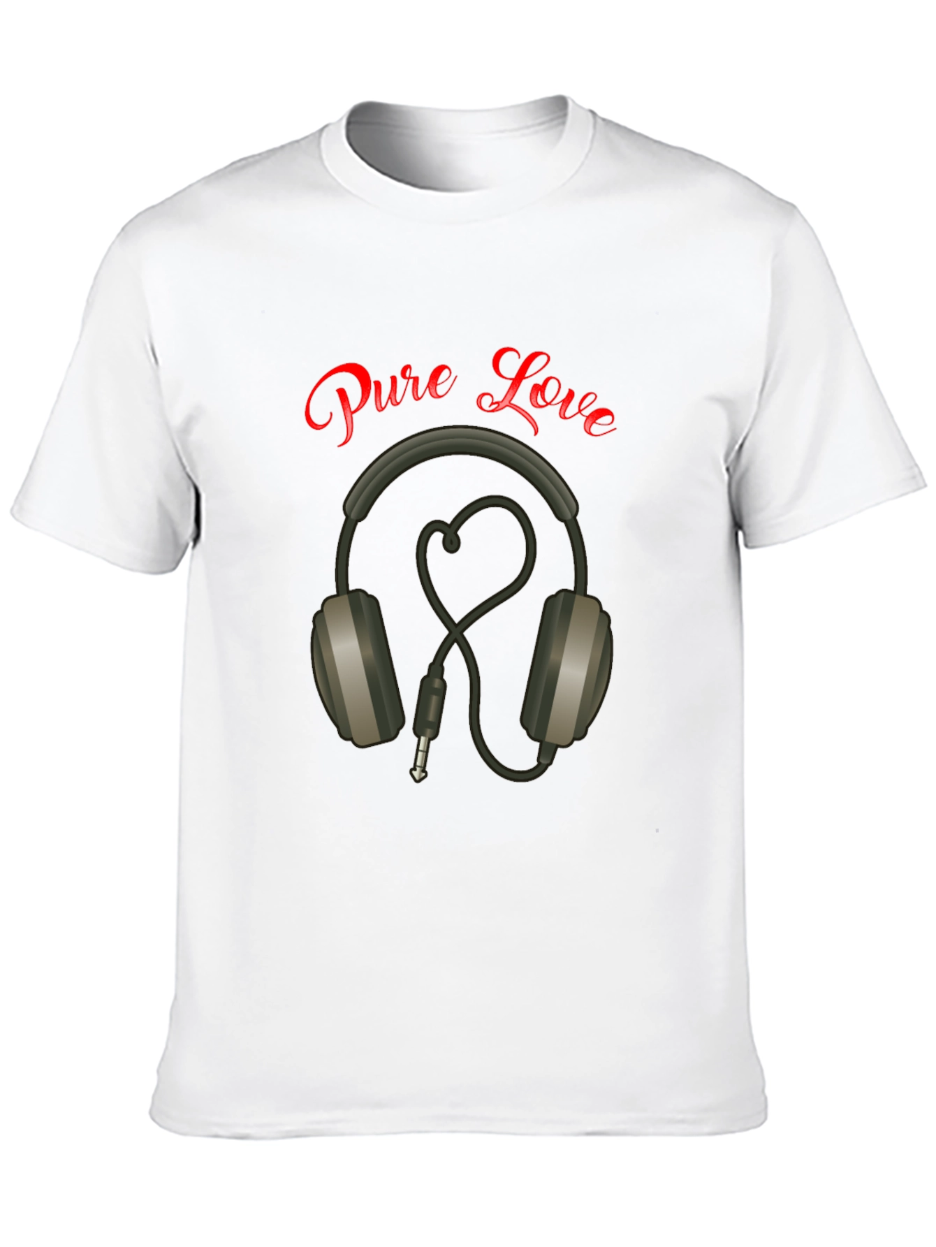 Black Pure Love Headphones Graphic Tee view 10