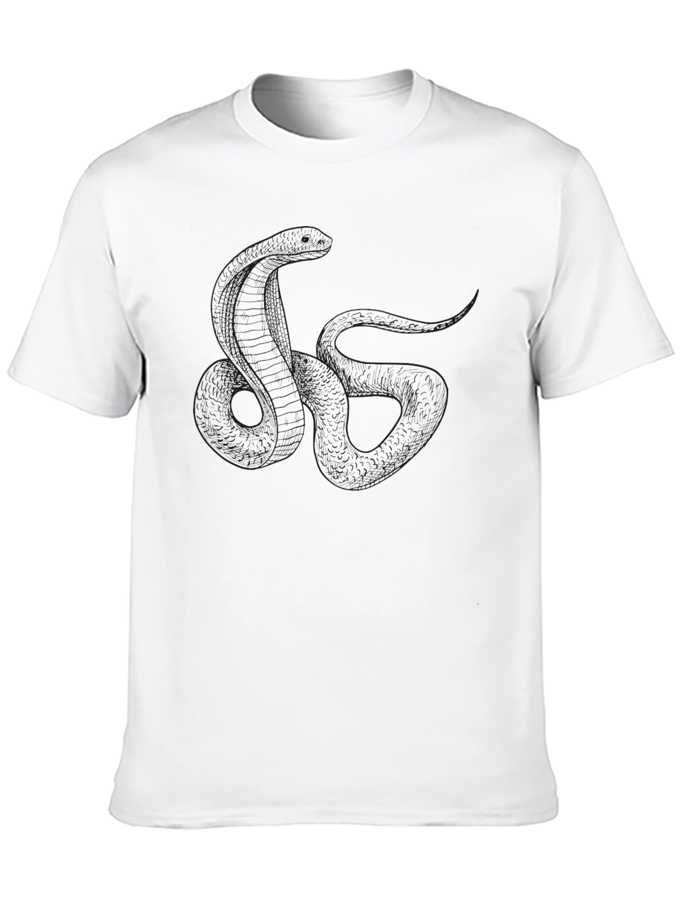 Black Men's Black Snake Print Crew Neck T-Shirt view 10