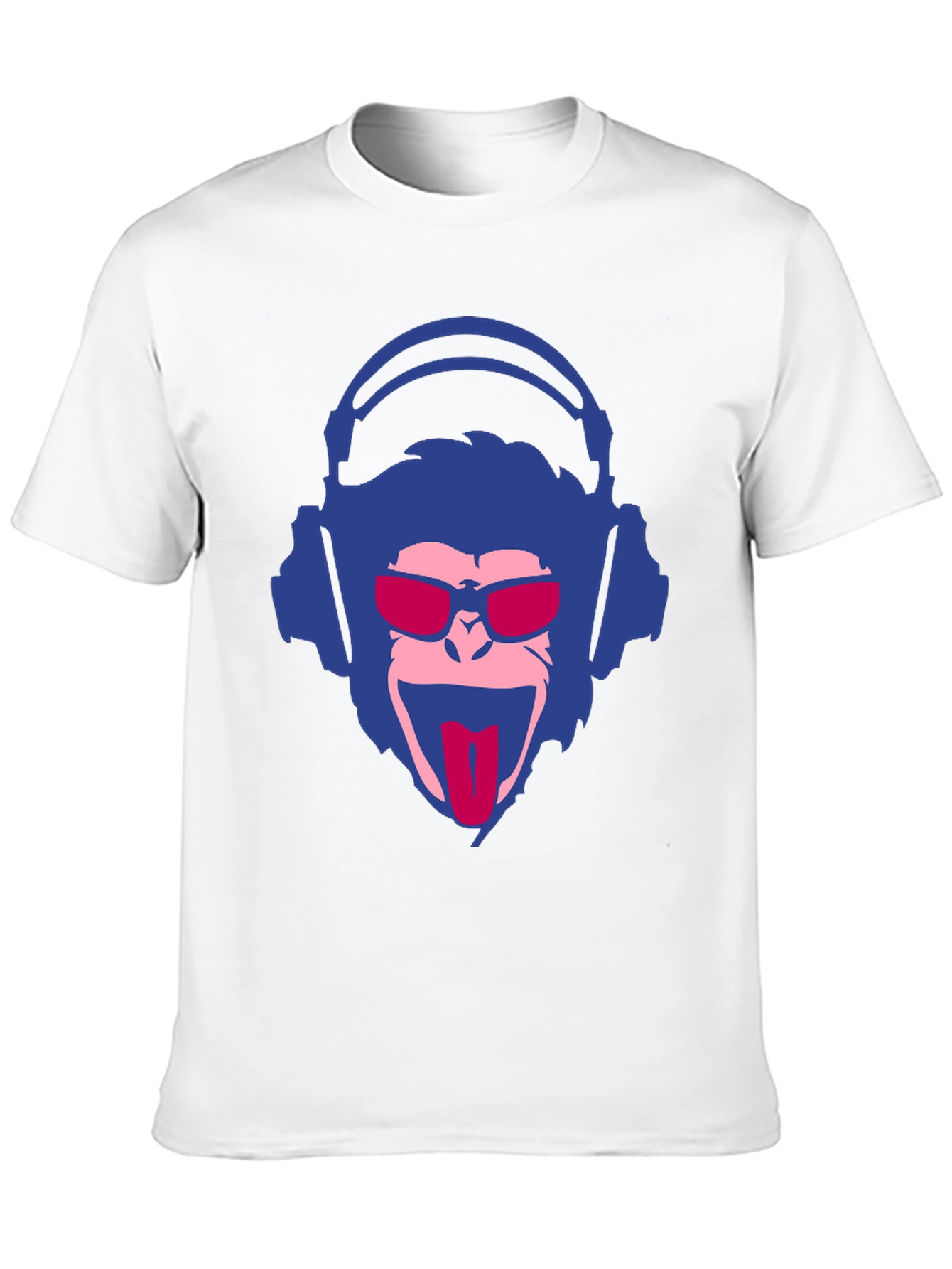 Black Cool Monkey Graphic Tee - Funny DJ Monkey T-Shirt view 10