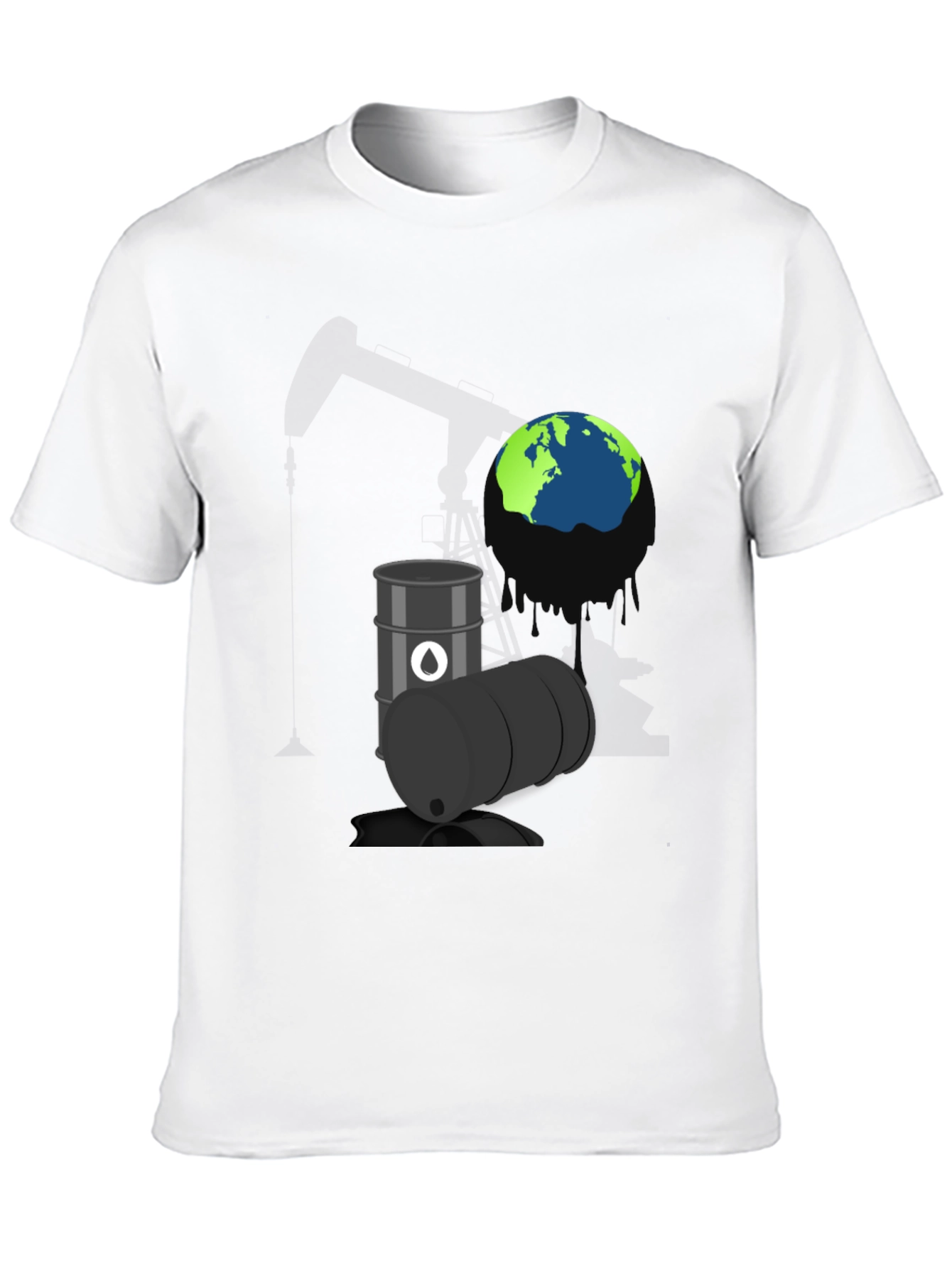 Black Eco-Awareness Graphic Tee - Oil & Earth Design view 10