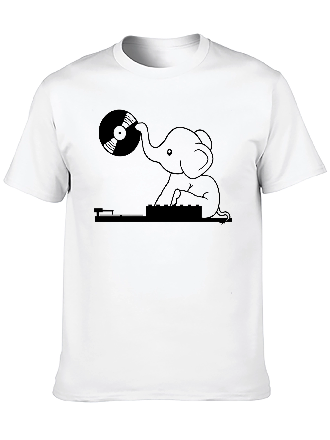 Black DJ Elephant Graphic Tee - Black Casual T-Shirt view 10