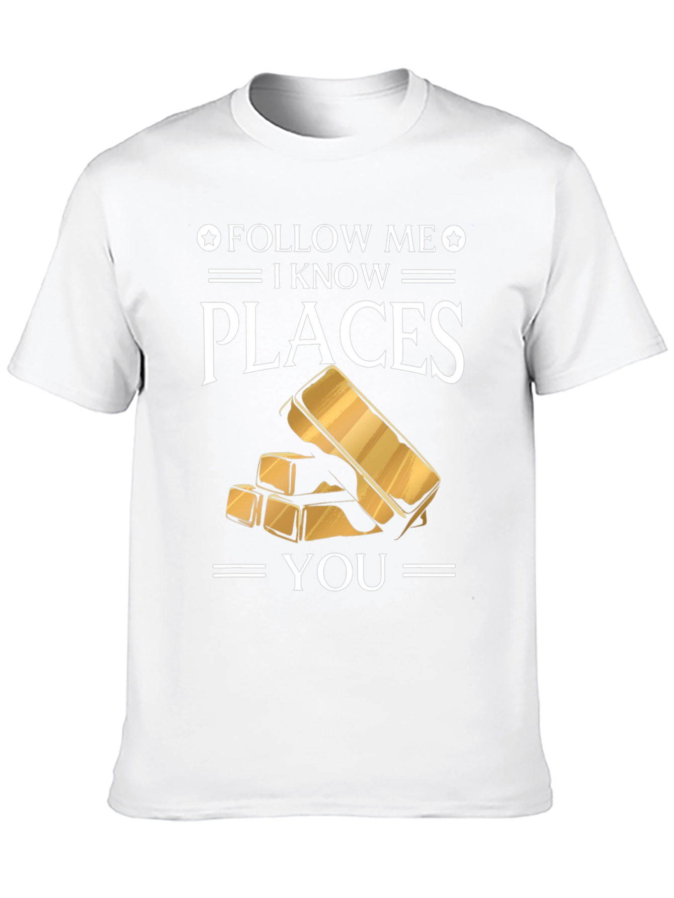 Black Follow Me I Know Places Gold Bar T-Shirt view 10