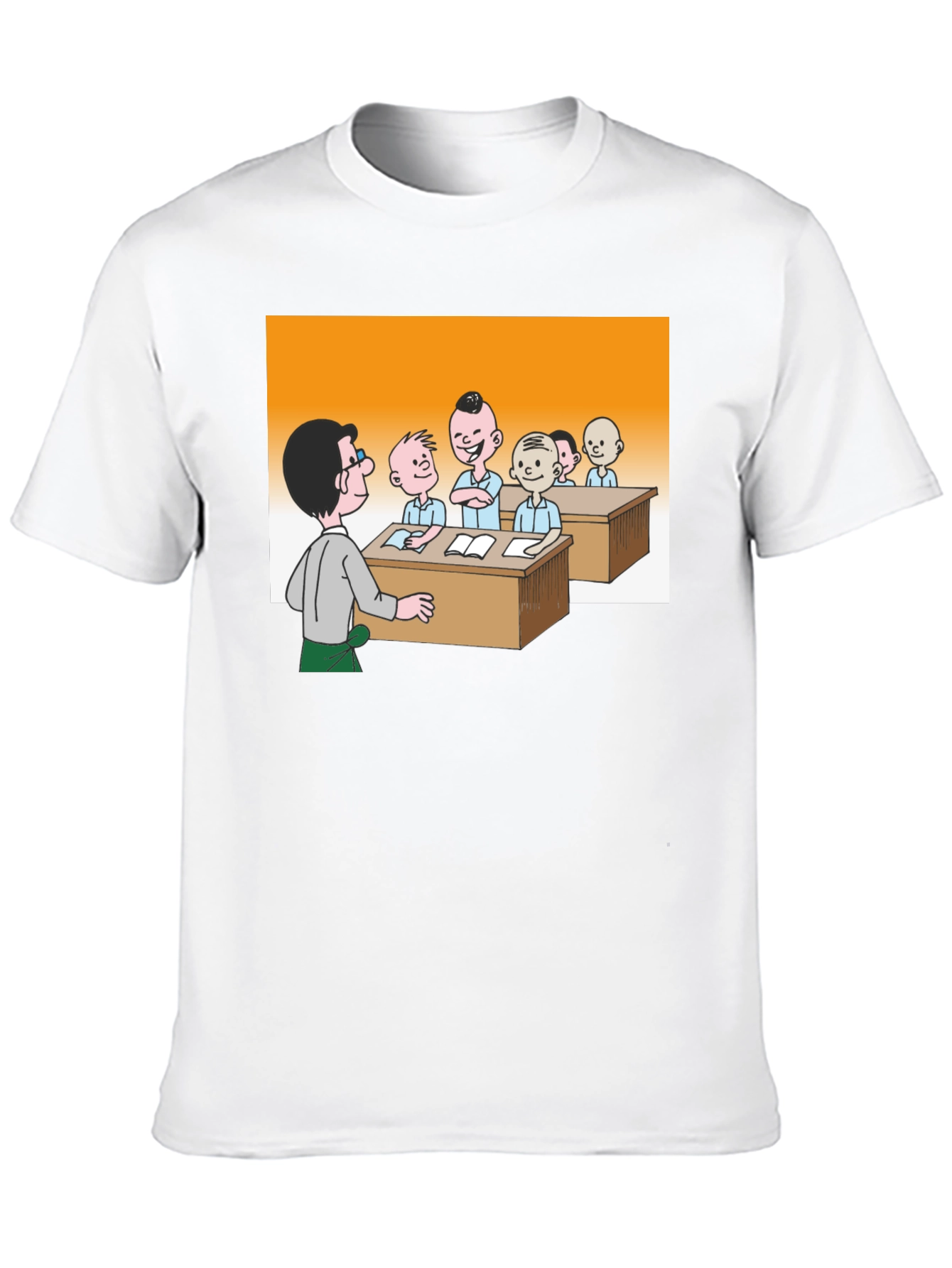 Cartoon Classroom Black T-Shirt - 10