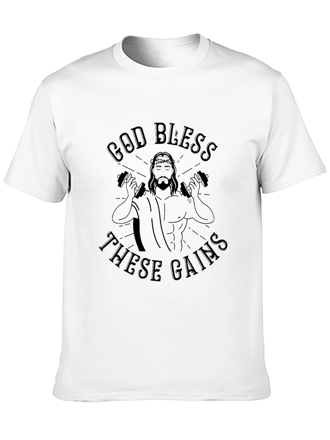 God Bless These Gains T-Shirt - Fitness & Faith Tee - 10