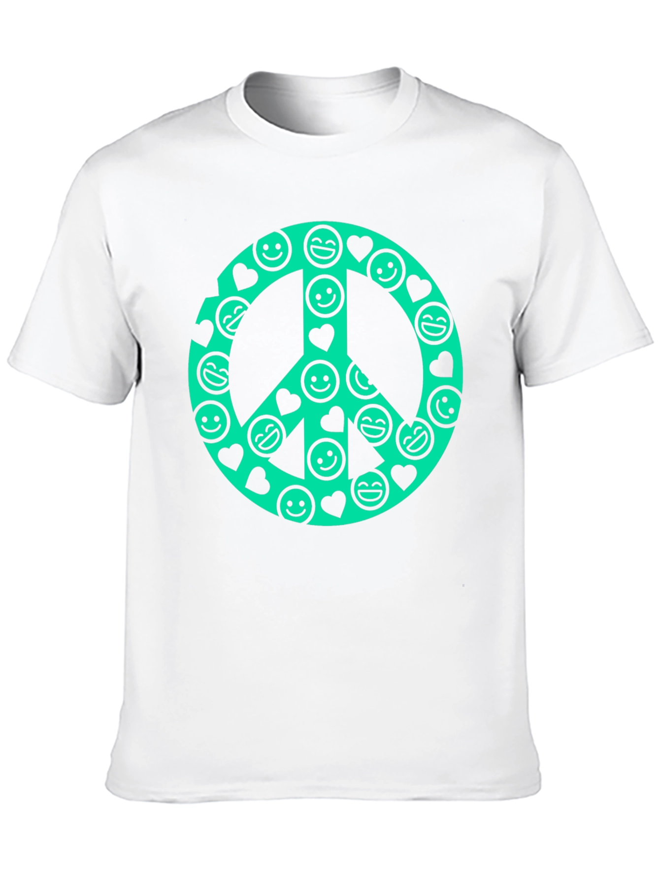 Black Peace Sign Smiley Face Graphic T-Shirt view 10