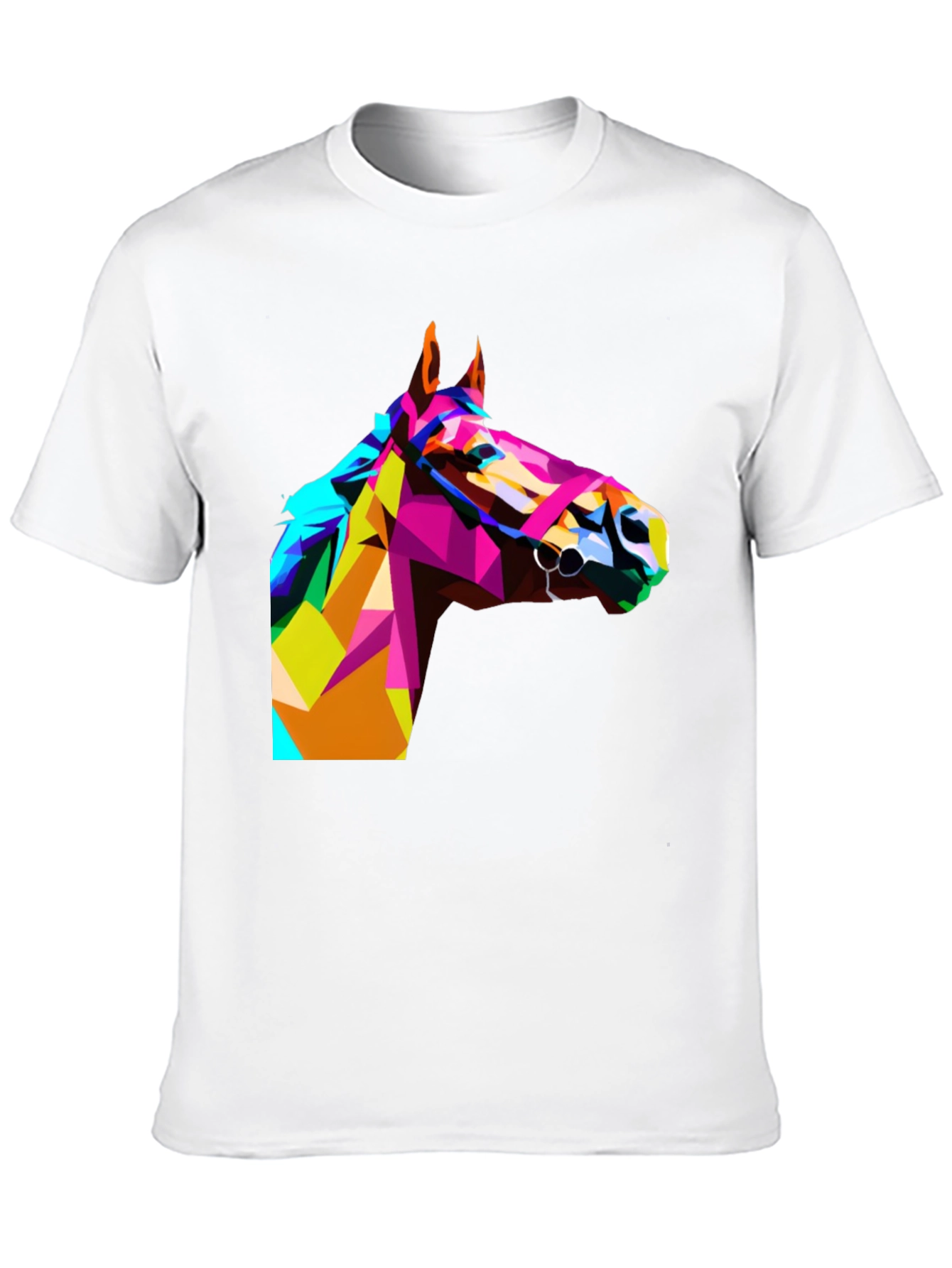 Black Geometric Horse Head Print Black T-Shirt view 10