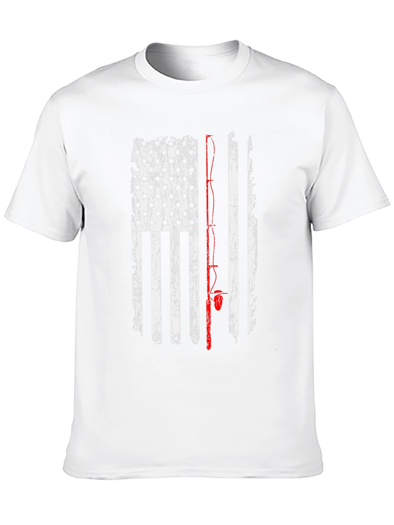 Black American Flag Fishing Rod T-Shirt - Patriotic Angler Tee view 10