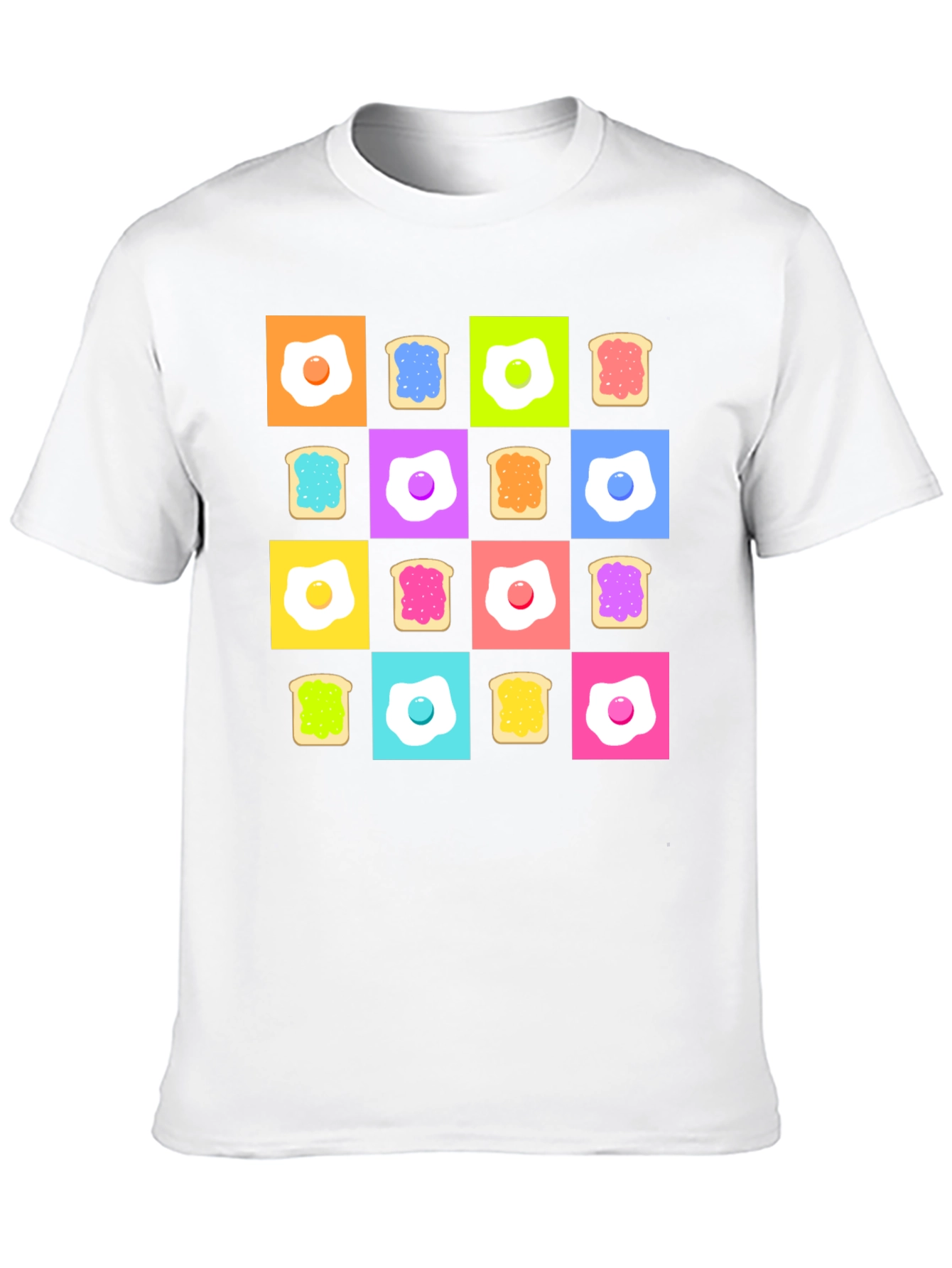 Black Funky Breakfast Pattern T-Shirt view 10