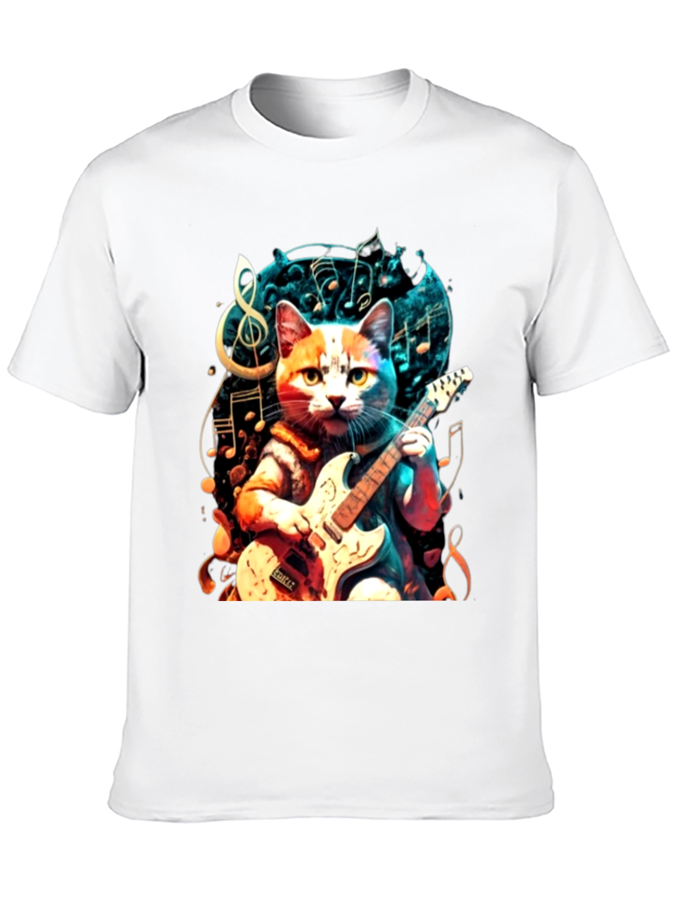 Black Cat Playing Guitar Graphic Tee view 10