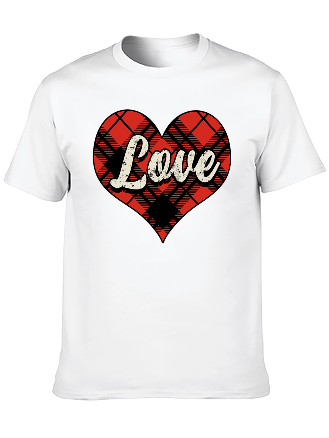 Black Plaid Heart Love Graphic Tee - Stylish & Comfy view 10