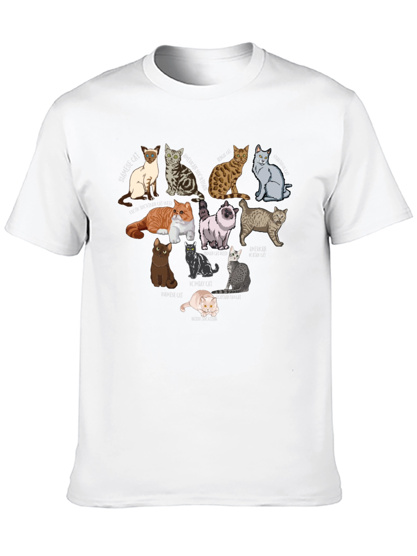 Black Cat Breeds Graphic T-Shirt - Unisex Black Tee view 10
