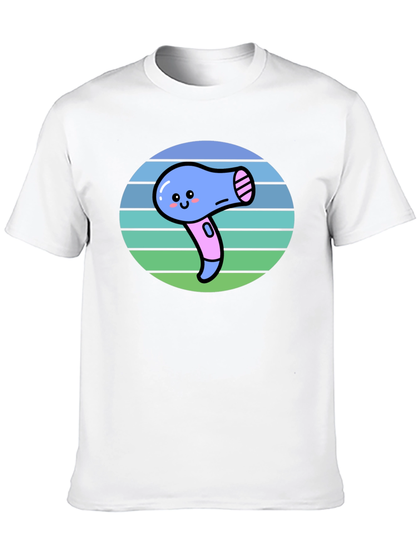 Black Cute Kawaii Hair Dryer Graphic Tee view 10