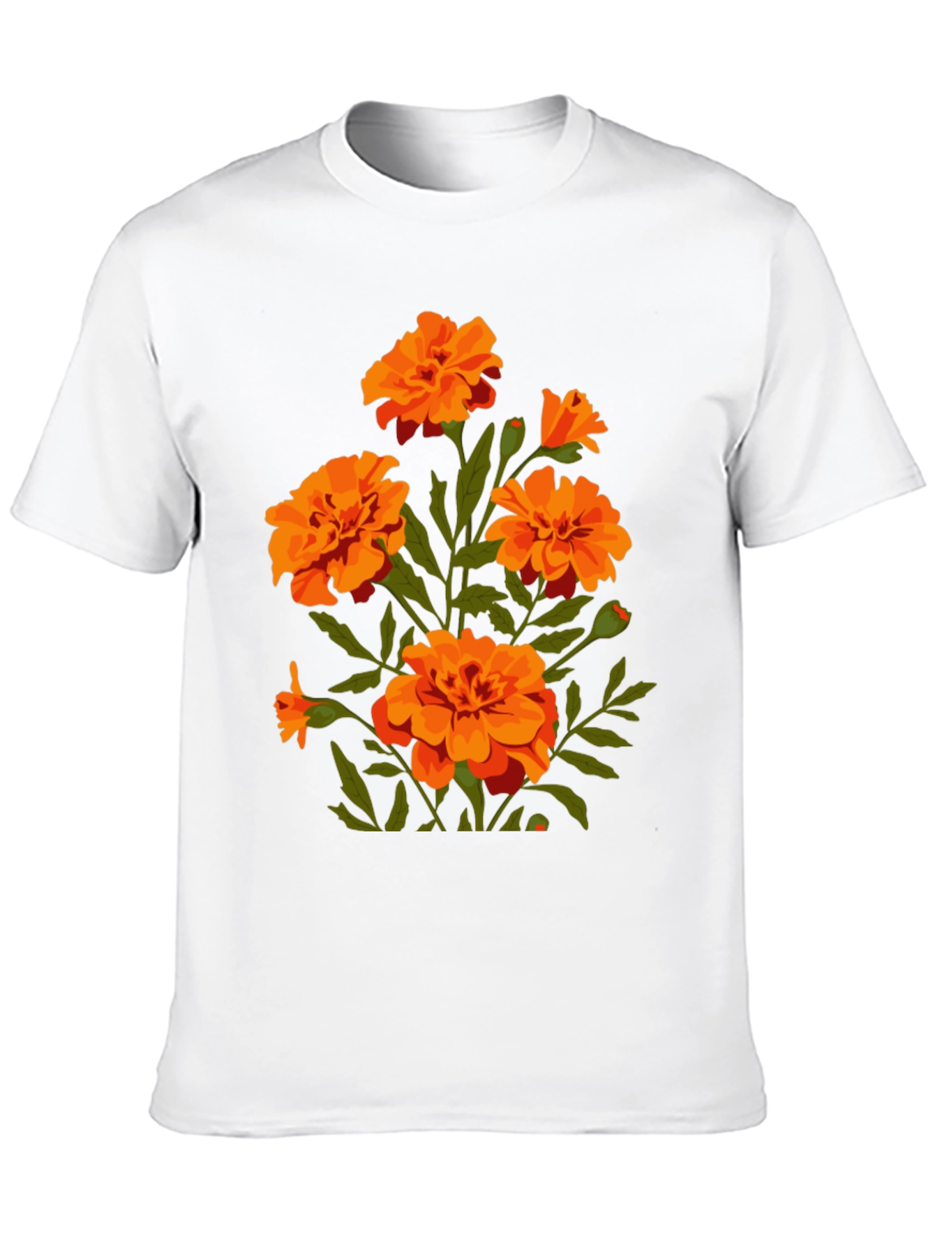Black Black T-Shirt with Orange Flower Graphic Print view 10