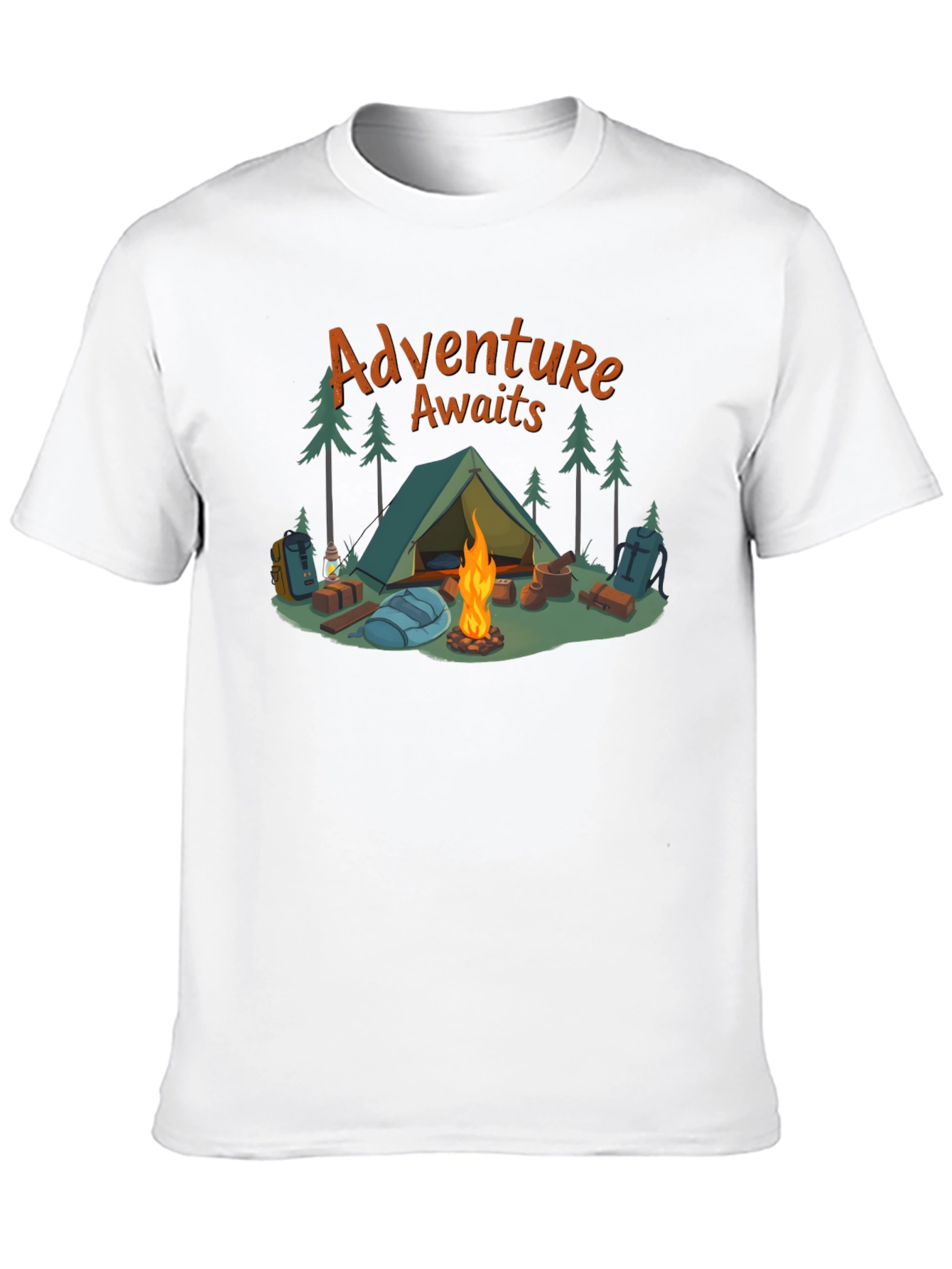 Black Adventure Awaits Graphic Tee - Camping Design view 10