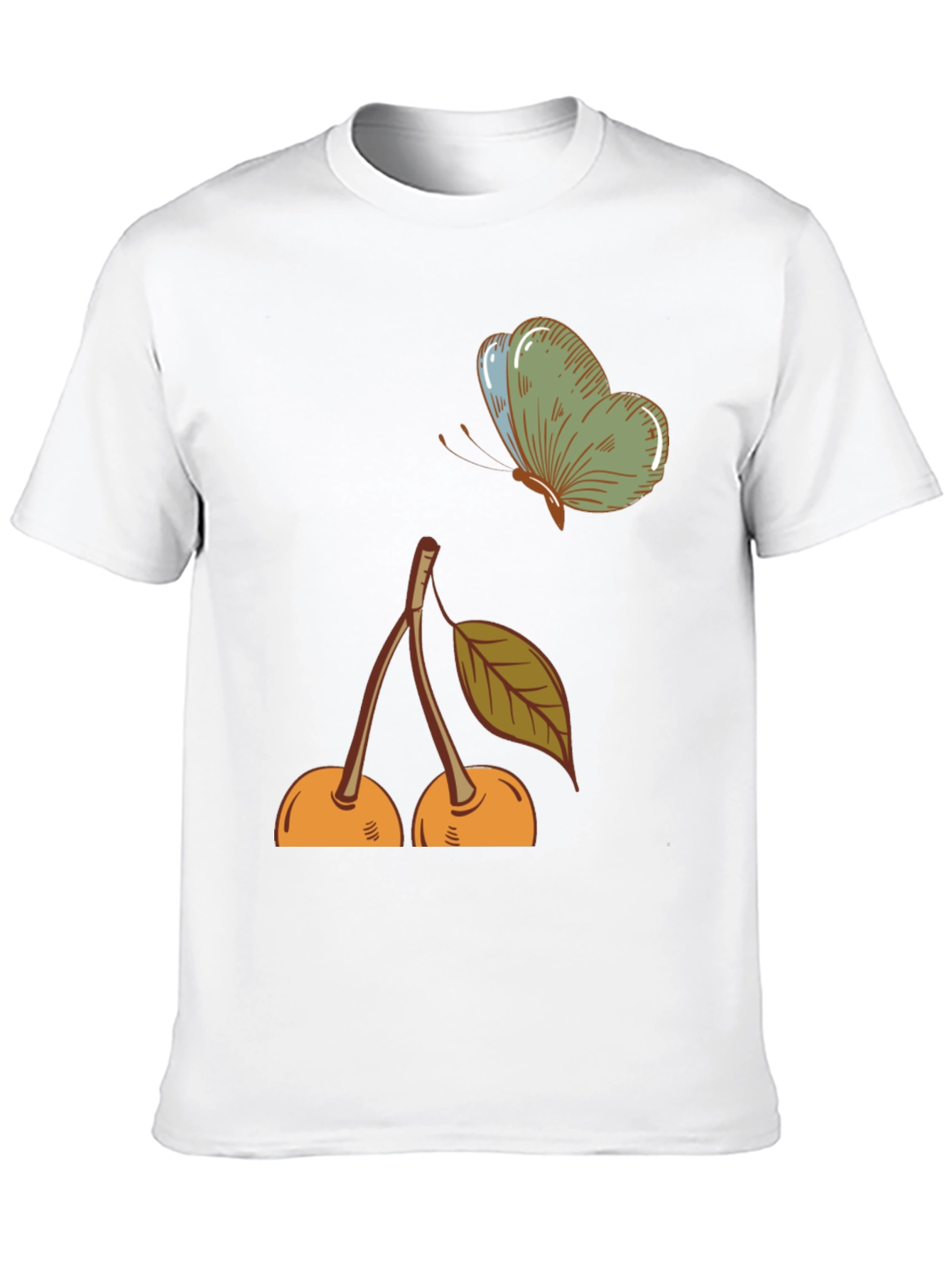 Black Cherry & Butterfly Graphic Tee - Black Casual T-Shirt view 10