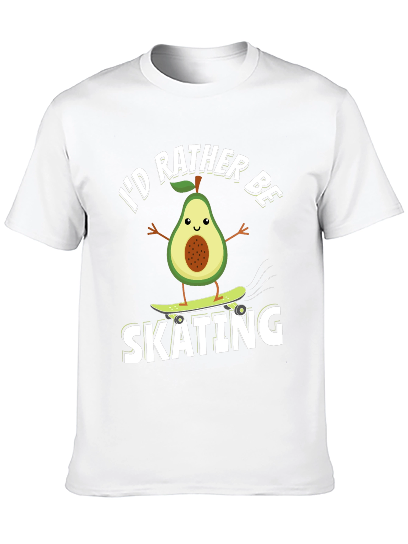 Black Avocado Skating T-Shirt - Funny Fruit Skateboarder Tee view 10