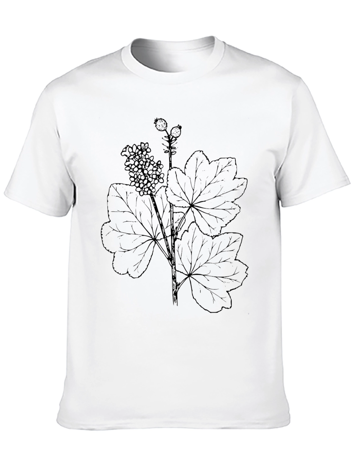 Black Botanical Print Black T-Shirt - Nature Inspired Tee view 10