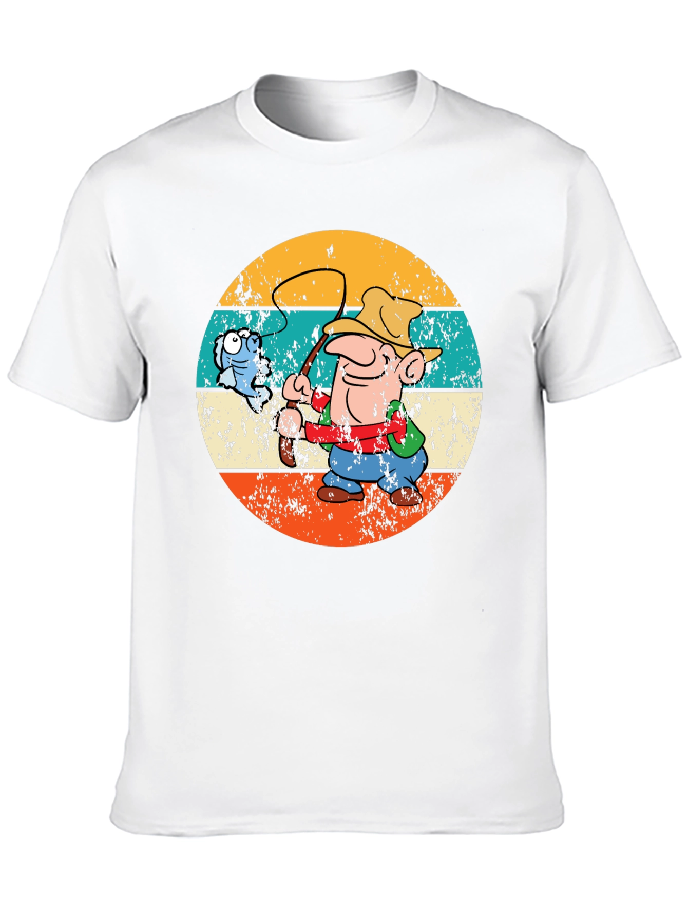 Black Retro Fishing Cartoon T-Shirt view 10