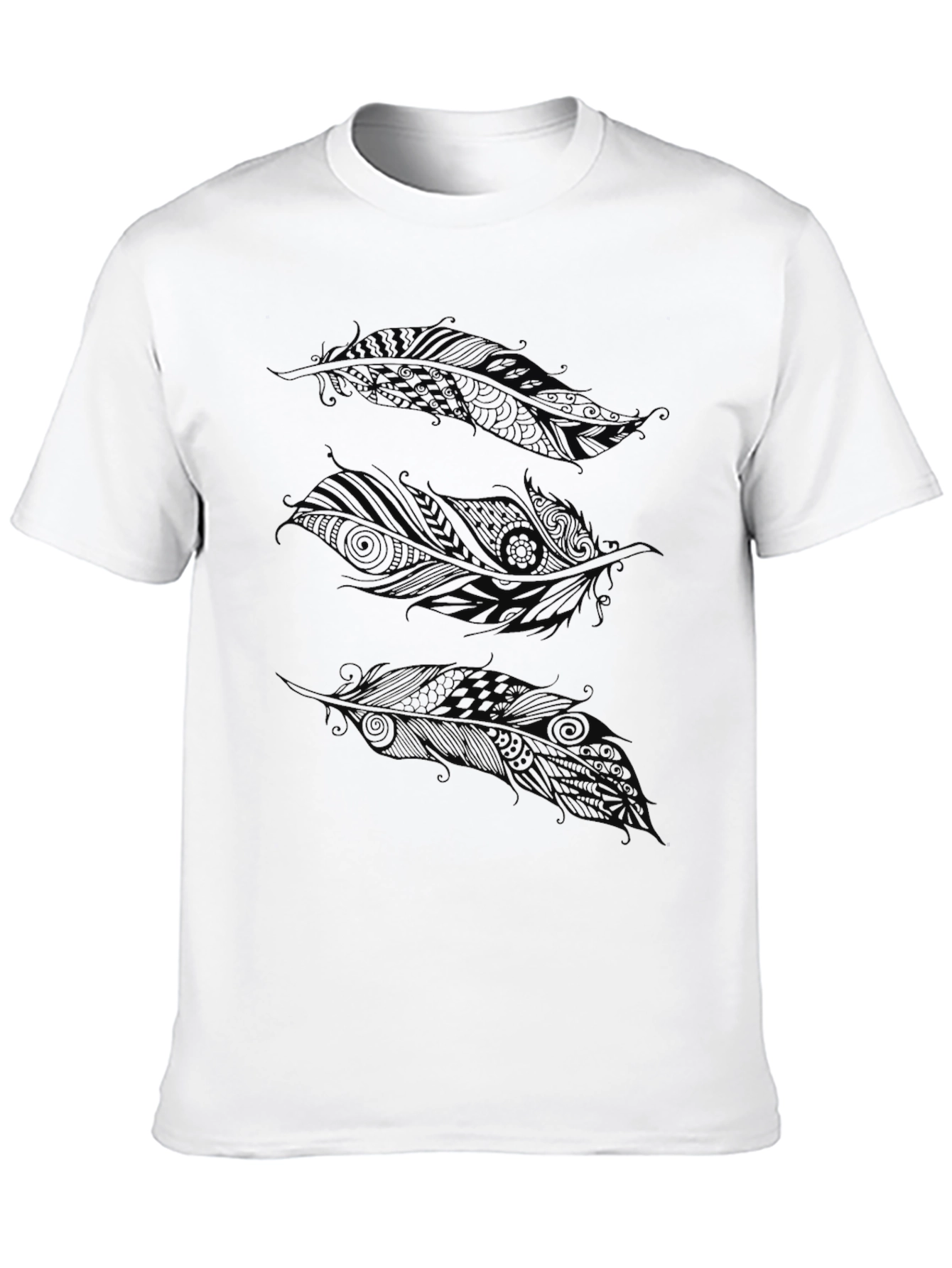 Black Feather Print Black T-Shirt view 10