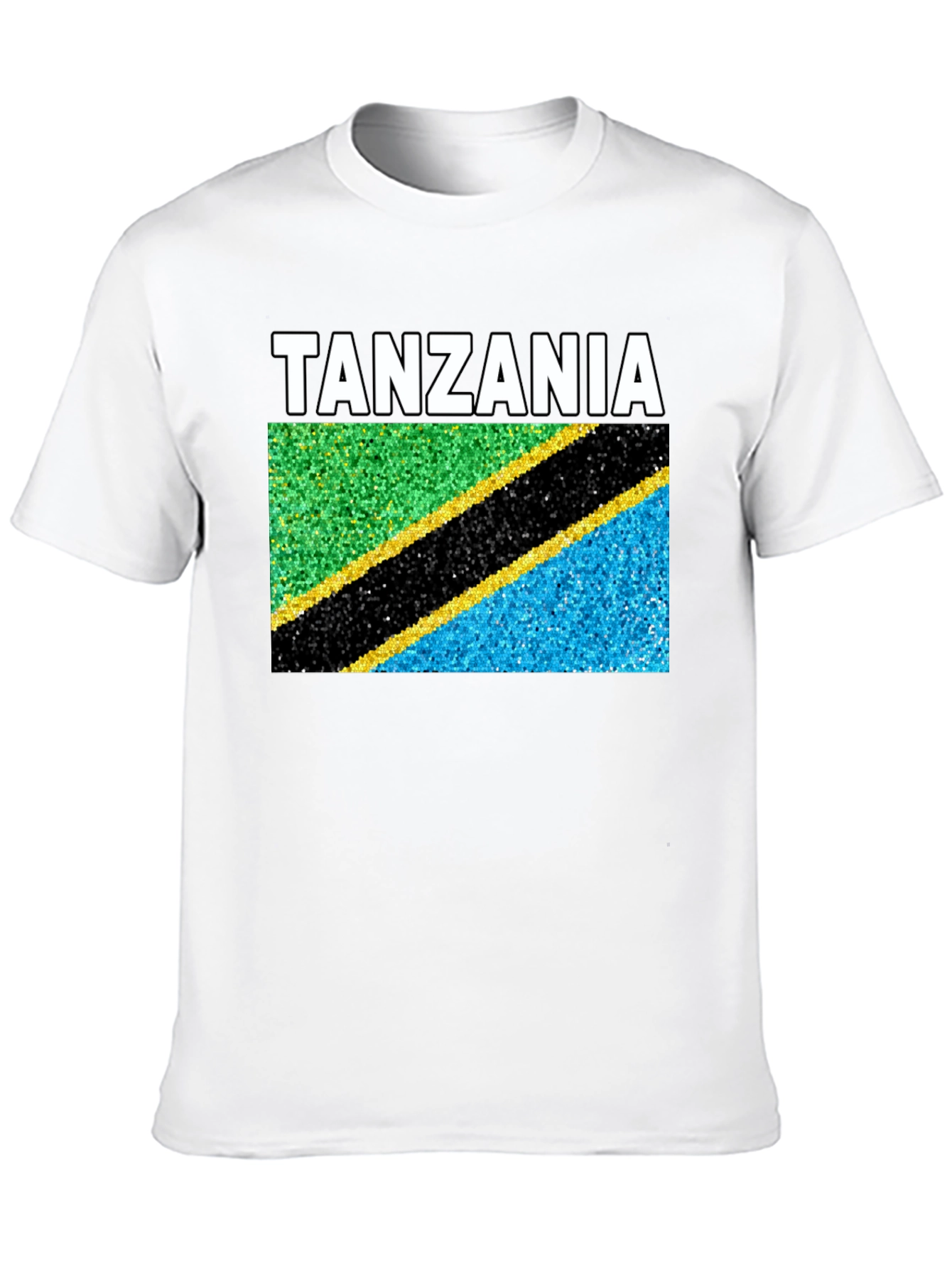 Black Tanzania Flag T-Shirt - Black Crew Neck Tee view 10