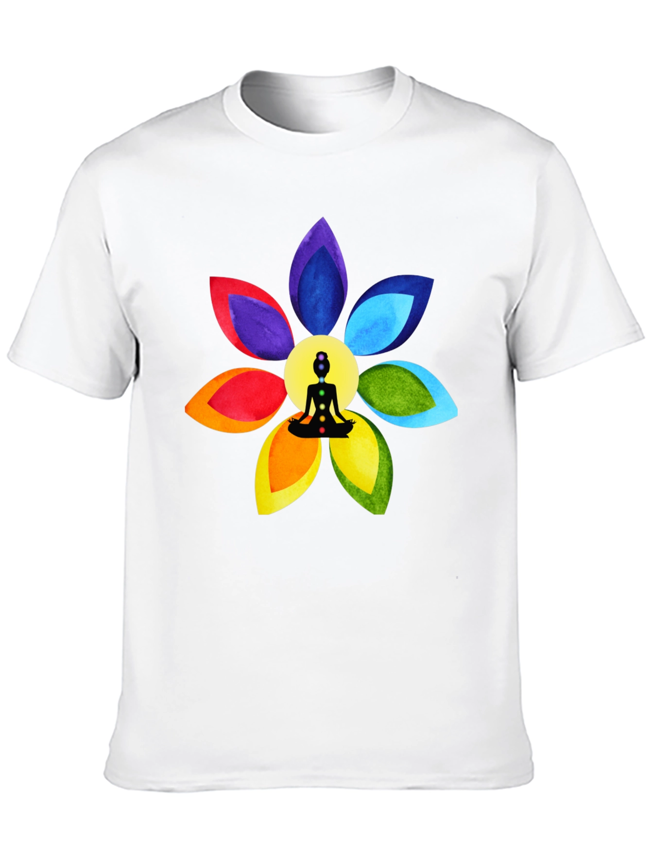 Black Chakra Flower Meditation T-Shirt - Spiritual Design view 10