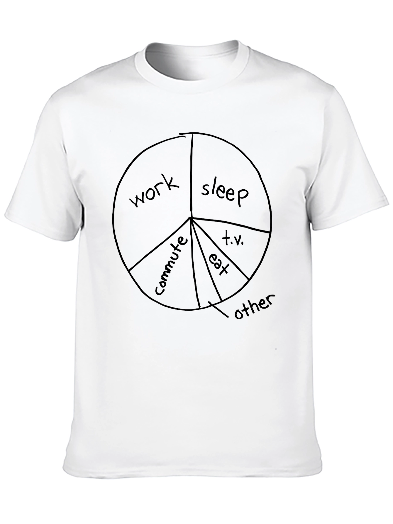 Black Work Sleep Life Pie Chart Graphic T-Shirt view 10