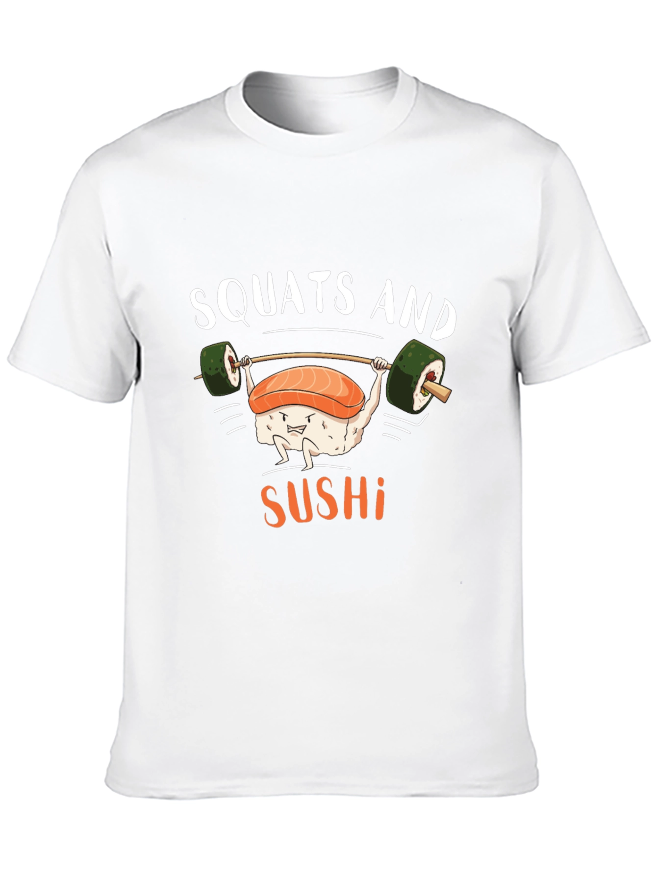 Black Squats and Sushi Funny Workout T-Shirt view 10