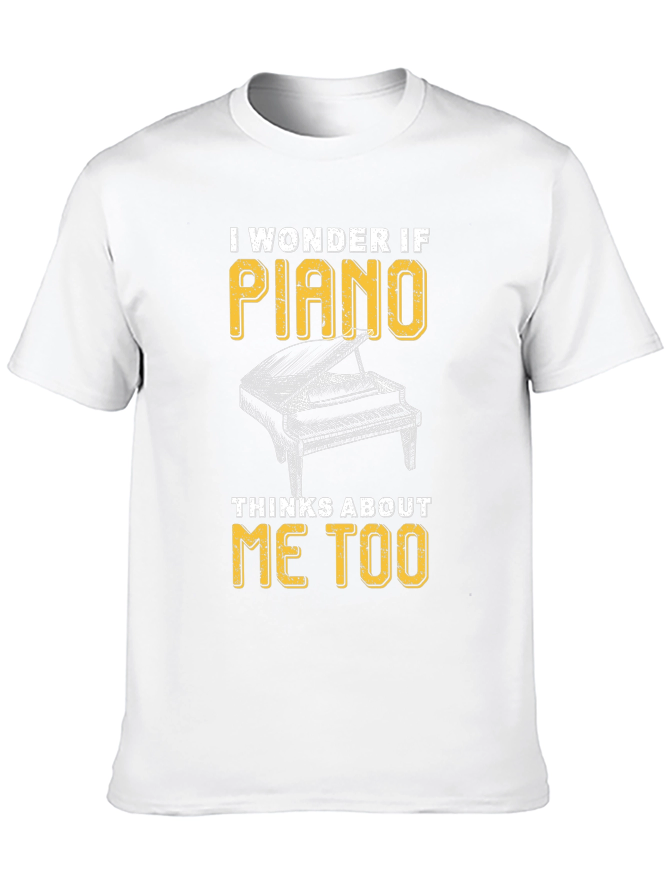 Black Piano Lover T-Shirt - I Wonder If Piano Thinks About Me Too view 10