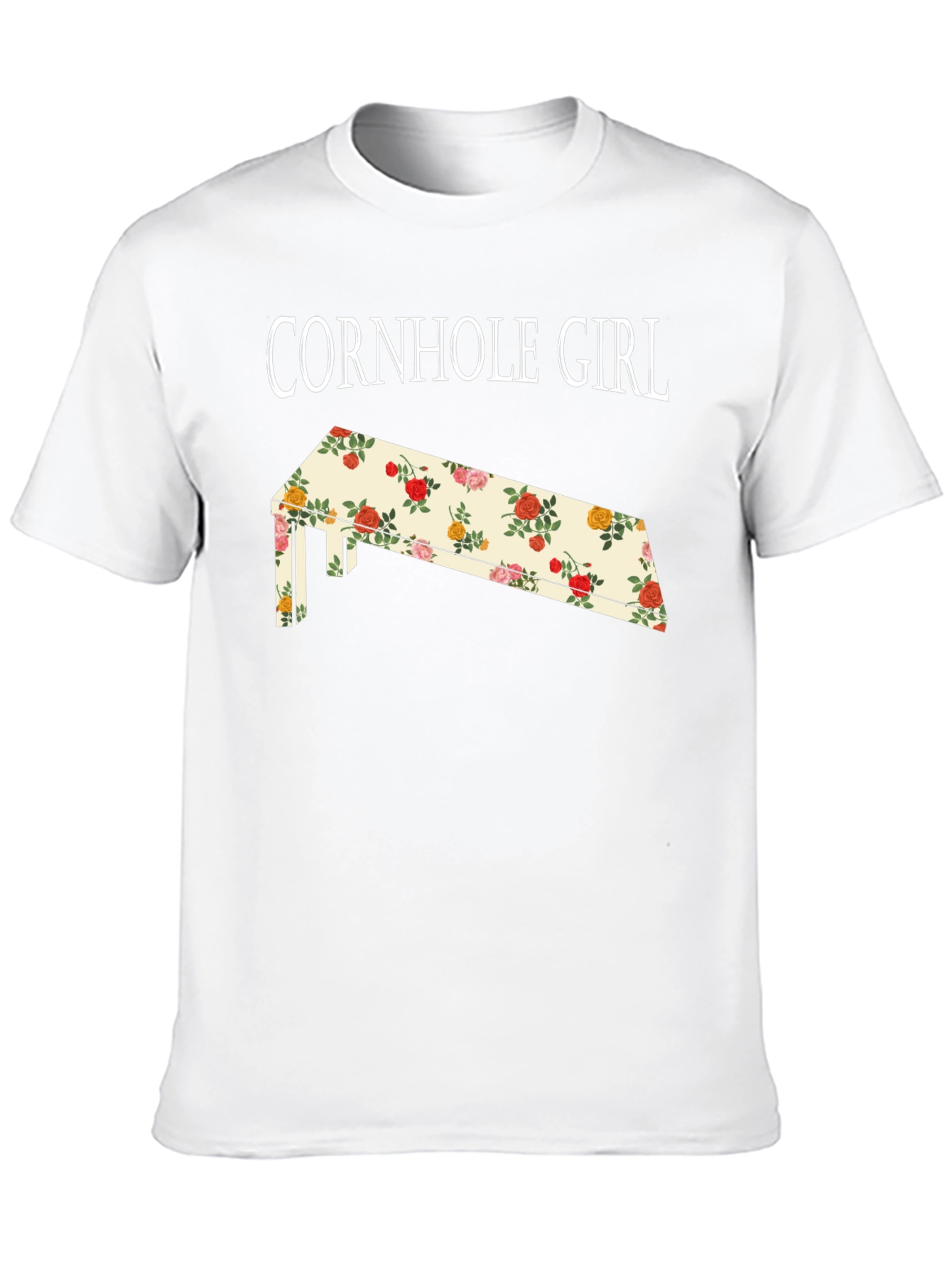 Black Cornhole Girl Floral Board T-Shirt view 10