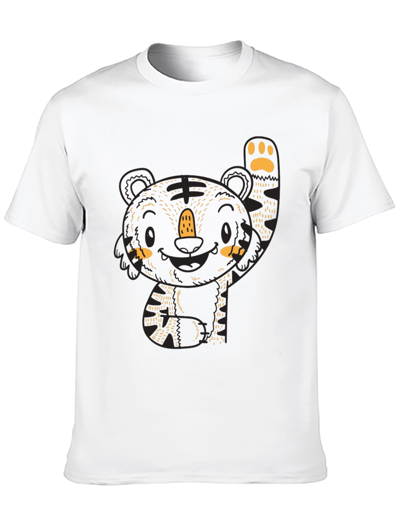 Black Cute Tiger Graphic Black Tee view 10