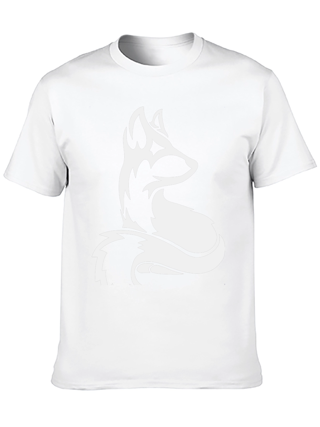 Black Men's Black T-shirt with White Fox Graphic view 10